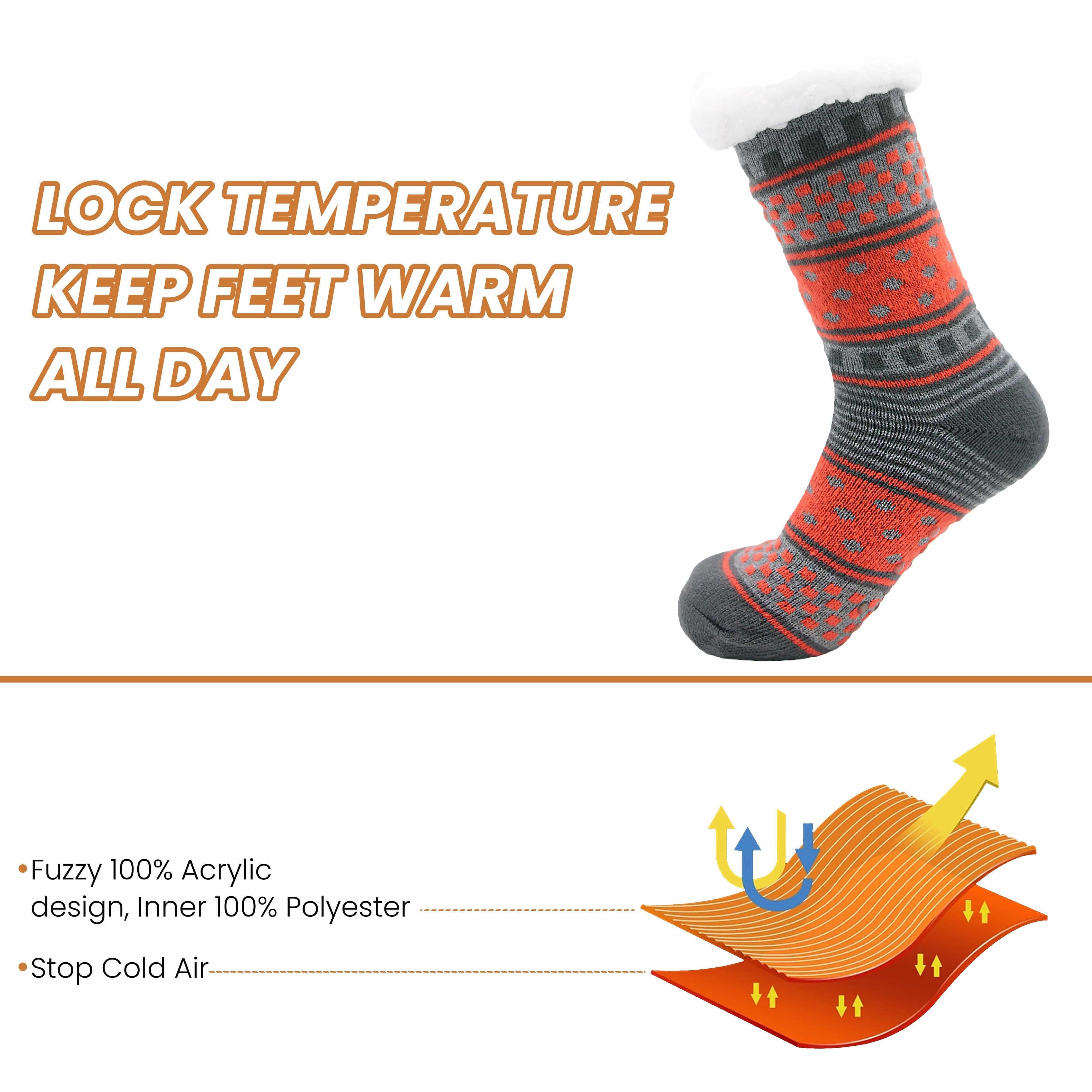 pack-of-2-women-s-fur-lined-chunky-slipper-socks-soft-warm-cozy-winter-non-slip-knitted-lounge-bed-socks-by-socks-stack-assorted-socks-1177103805 - Bobobiy