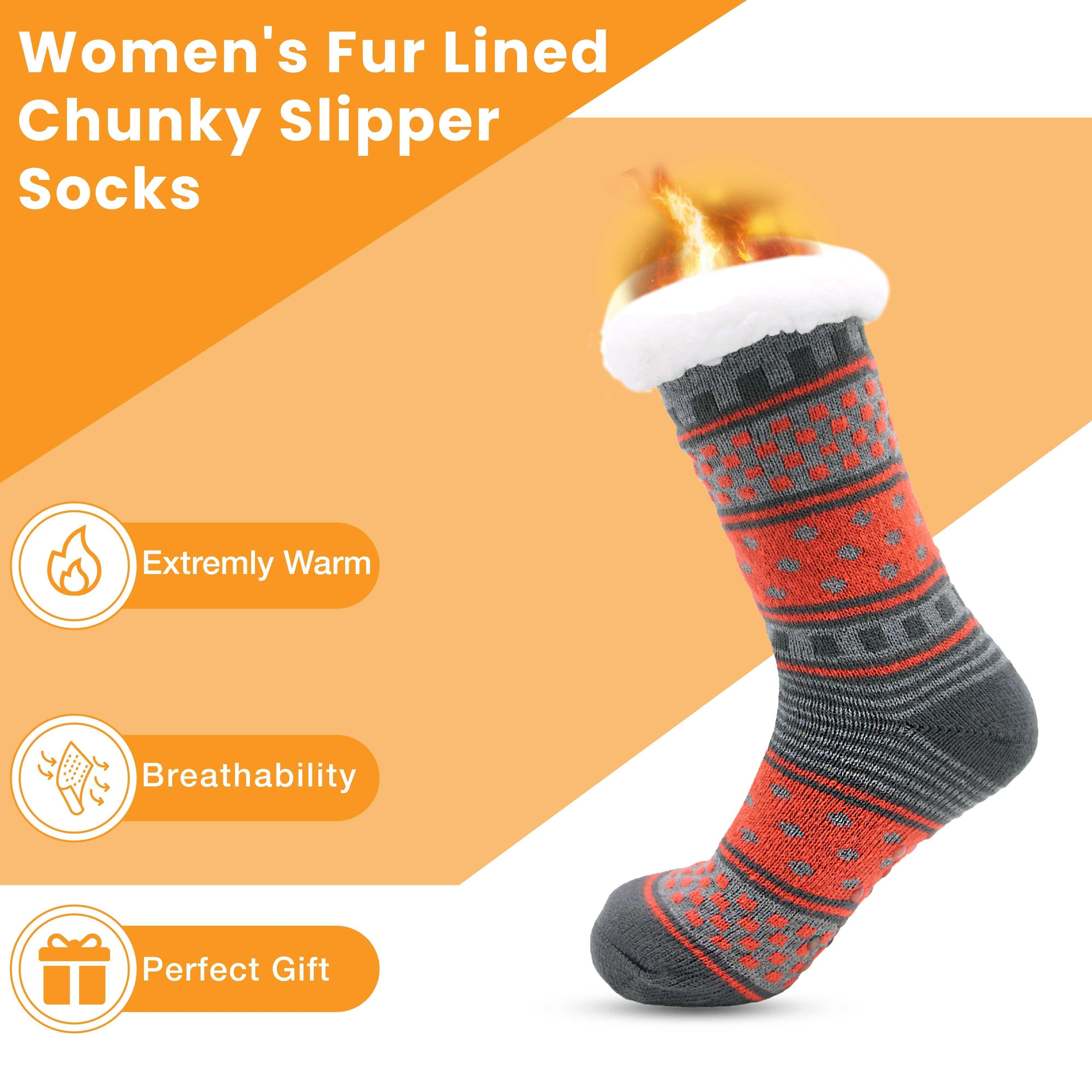 pack-of-2-women-s-fur-lined-chunky-slipper-socks-soft-warm-cozy-winter-non-slip-knitted-lounge-bed-socks-by-socks-stack-assorted-socks-1177103808 - Bobobiy
