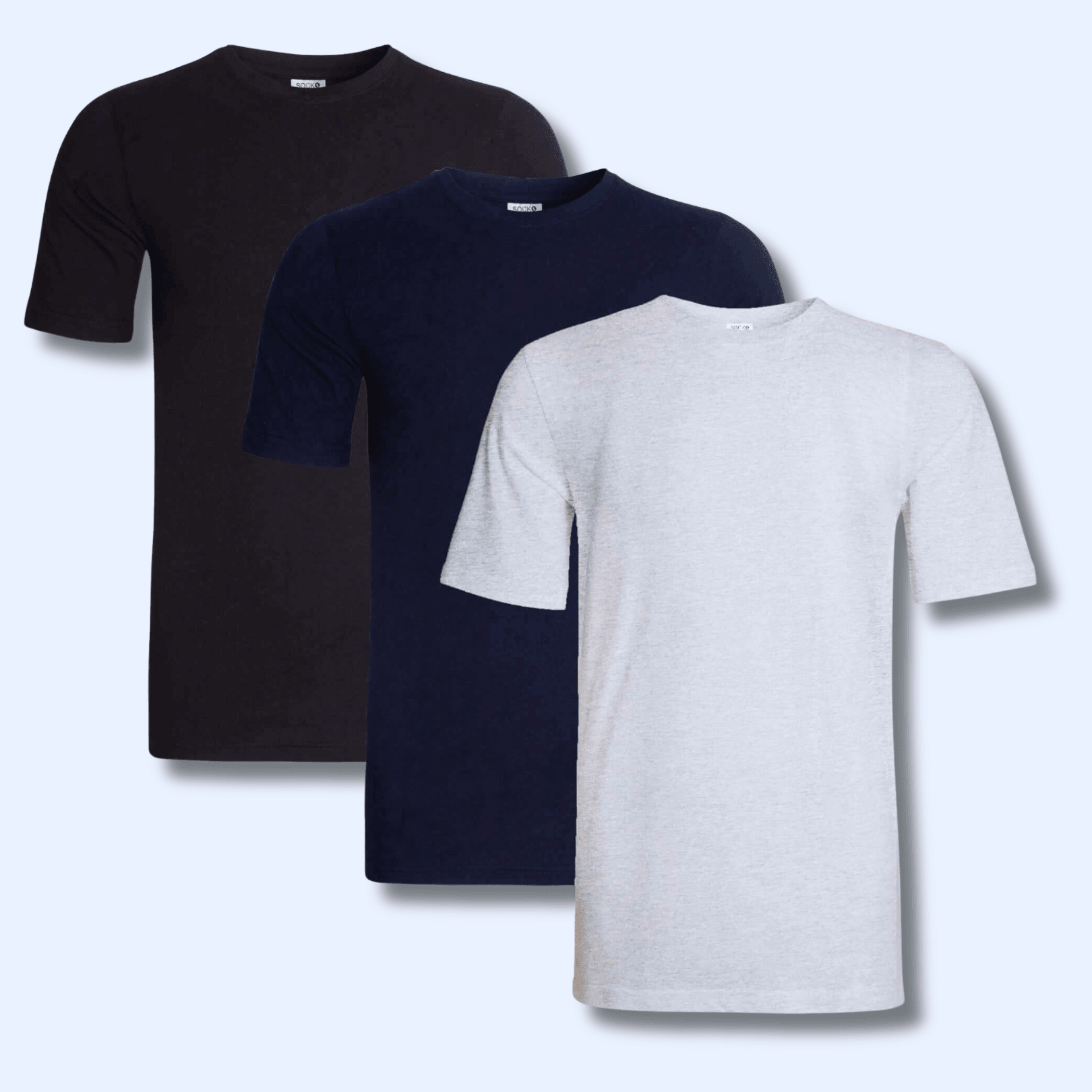 Pack of 3 Men's Plain T-Shirts Soft Breathable Cotton Polyester Blend Short Sleeve Tees Versatile Classic Colors