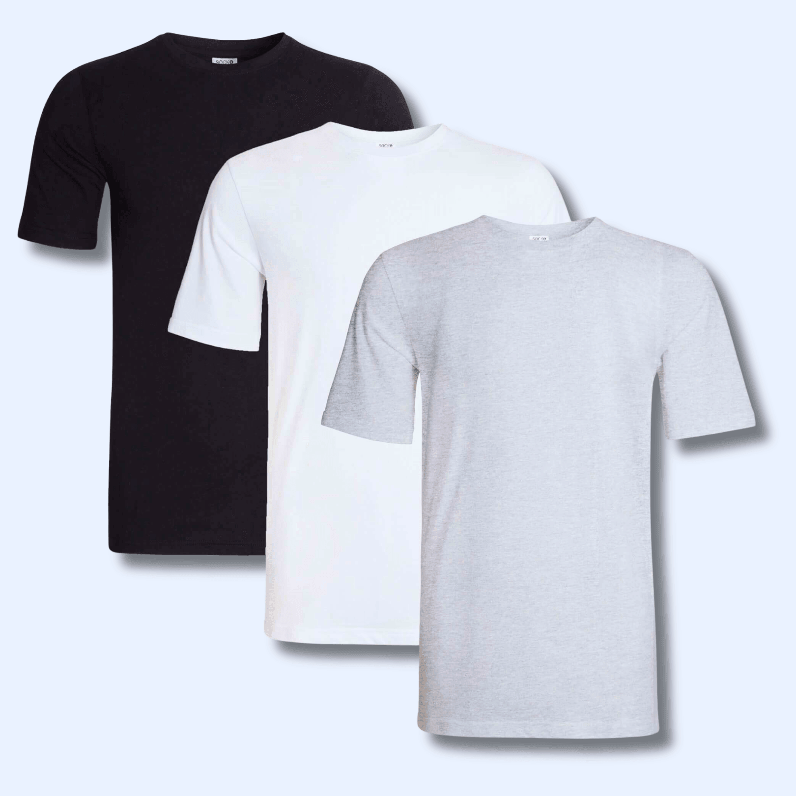 Pack of 3 Men's Plain T-Shirts Soft Breathable Cotton Polyester Blend Short Sleeve Tees Versatile Classic Colors