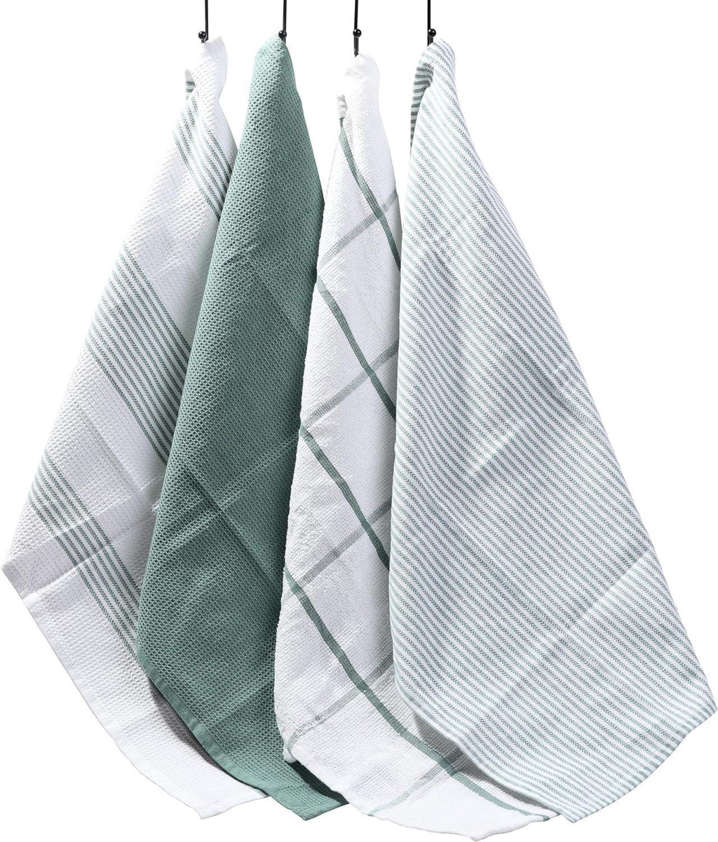 pack-of-4-green-cotton-tea-towels-for-drying-dishes-and-cleaning-spills-high-absorbency-and-durability-65x45-cm-by-olivia-rocco-green-tea-towel-974630720 - Bobobiy