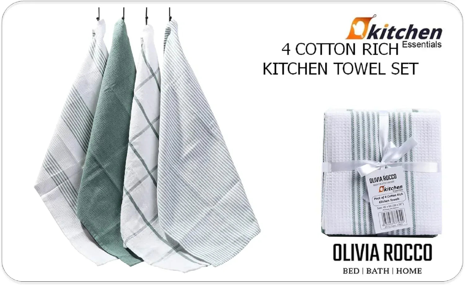 pack-of-4-green-cotton-tea-towels-for-drying-dishes-and-cleaning-spills-high-absorbency-and-durability-65x45-cm-by-olivia-rocco-tea-towel-974630707 - Bobobiy