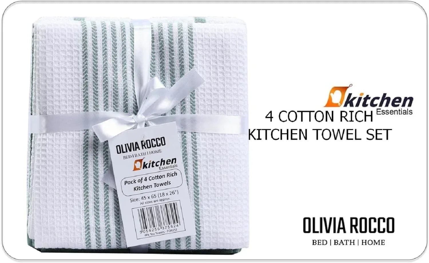 pack-of-4-green-cotton-tea-towels-for-drying-dishes-and-cleaning-spills-high-absorbency-and-durability-65x45-cm-by-olivia-rocco-tea-towel-974630708 - Bobobiy