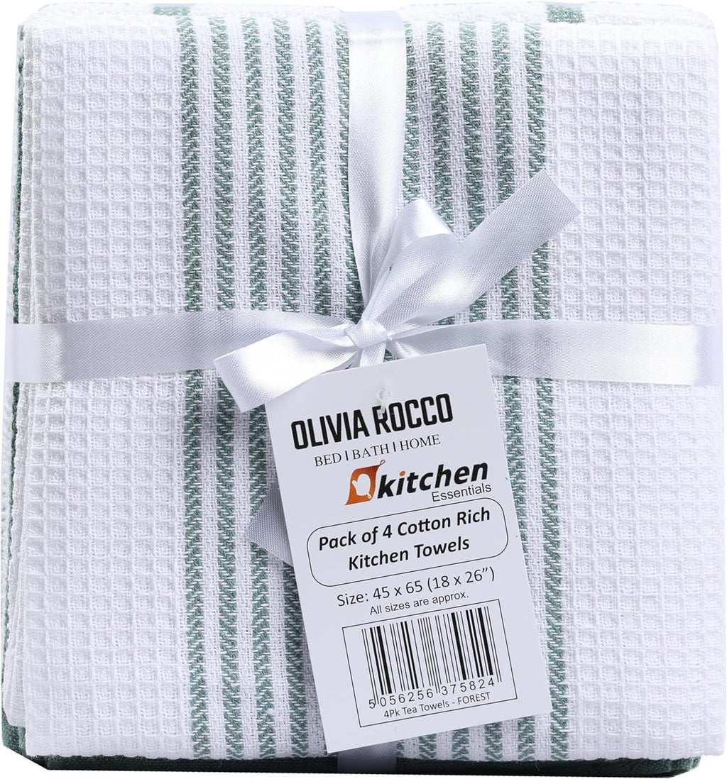 pack-of-4-green-cotton-tea-towels-for-drying-dishes-and-cleaning-spills-high-absorbency-and-durability-65x45-cm-by-olivia-rocco-tea-towel-974630726 - Bobobiy