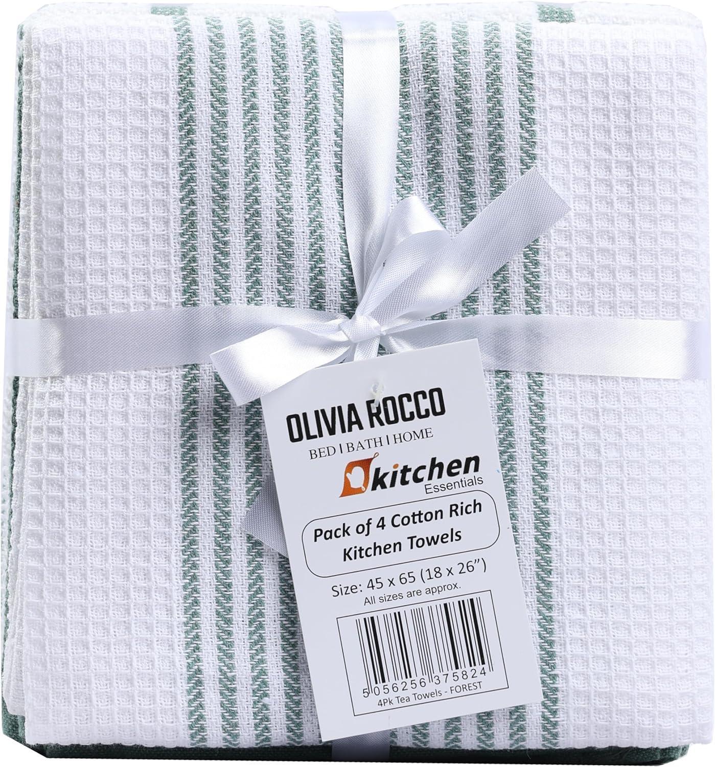 pack-of-4-green-cotton-tea-towels-for-drying-dishes-and-cleaning-spills-high-absorbency-and-durability-65x45-cm-by-olivia-rocco-tea-towel-974630726 - Bobobiy