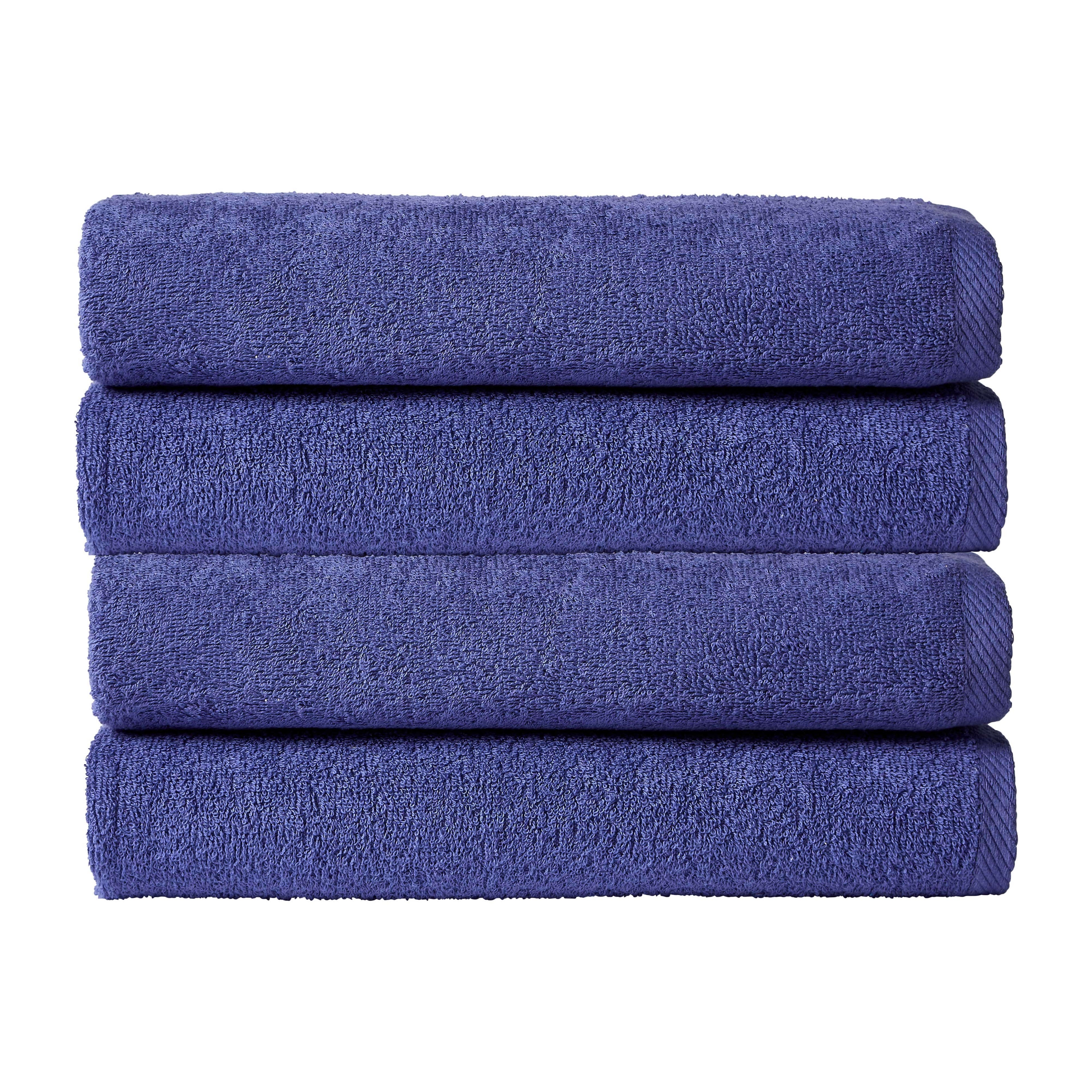 Pack of 4 Large Quick-Drying Lightweight Easycare Indus Valley Cotton Bath Sheets 80x140cm for Home Travel Gym Holidays Multiple Colours