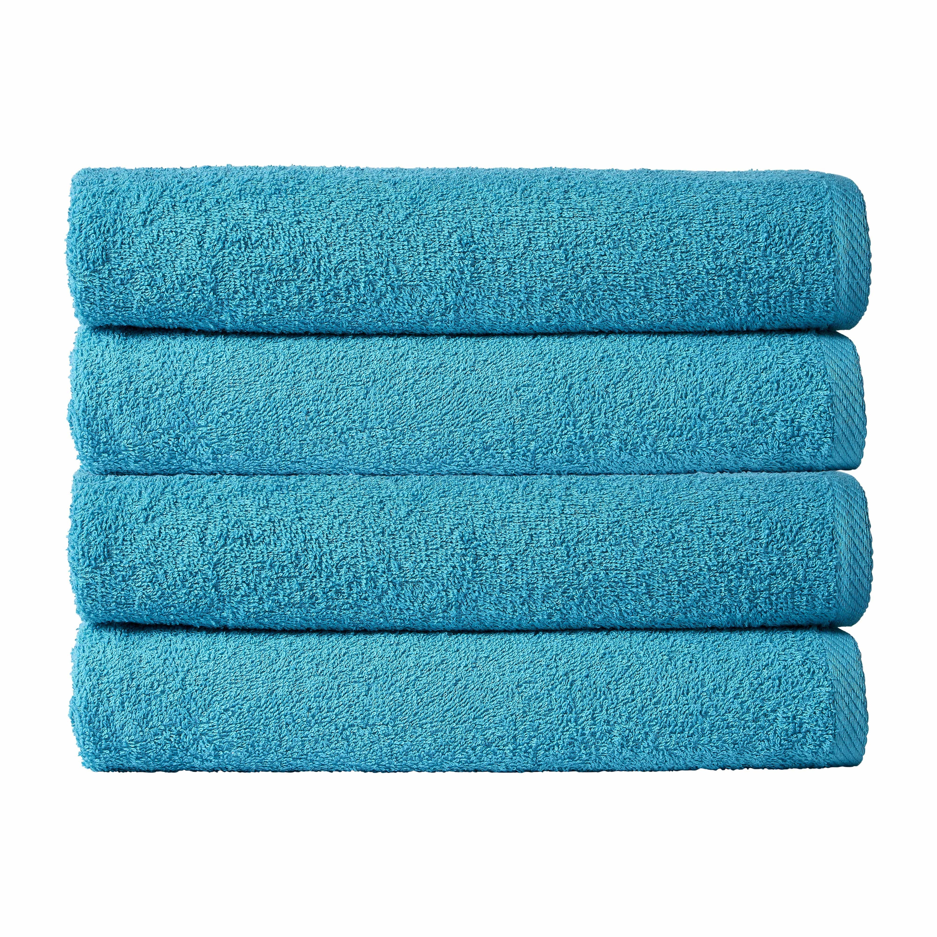 Pack of 4 Large Quick-Drying Lightweight Easycare Indus Valley Cotton Bath Sheets 80x140cm for Home Travel Gym Holidays Multiple Colours