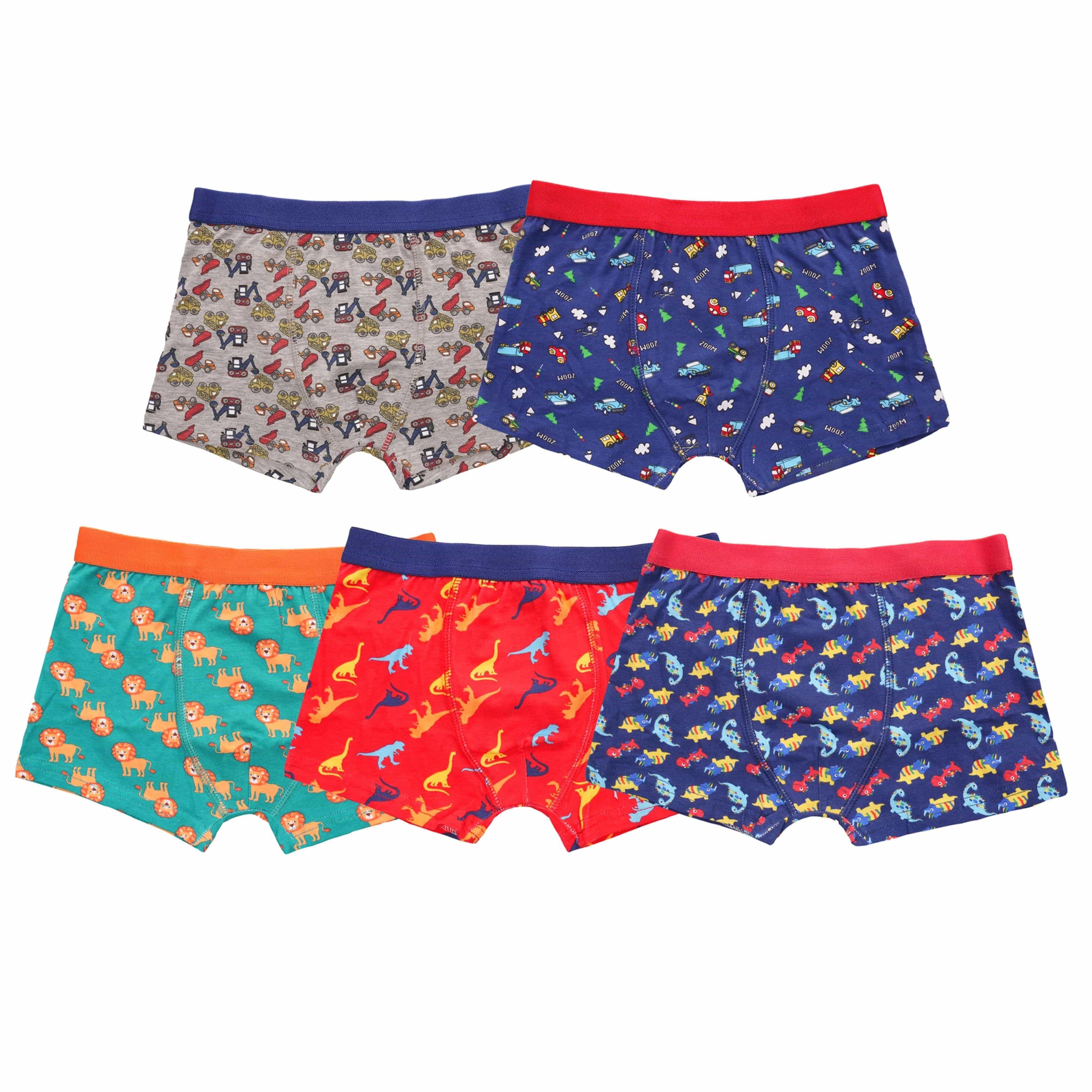 pack-of-5-boys-boxer-shorts-fun-prints-comfortable-underpants-elastic-waistband-breathable-stretchable-kids-boxer-trunks-for-everyday-wear-by-sock-stack-2-3-yrs-assorted-boxer-shorts - Bobobiy