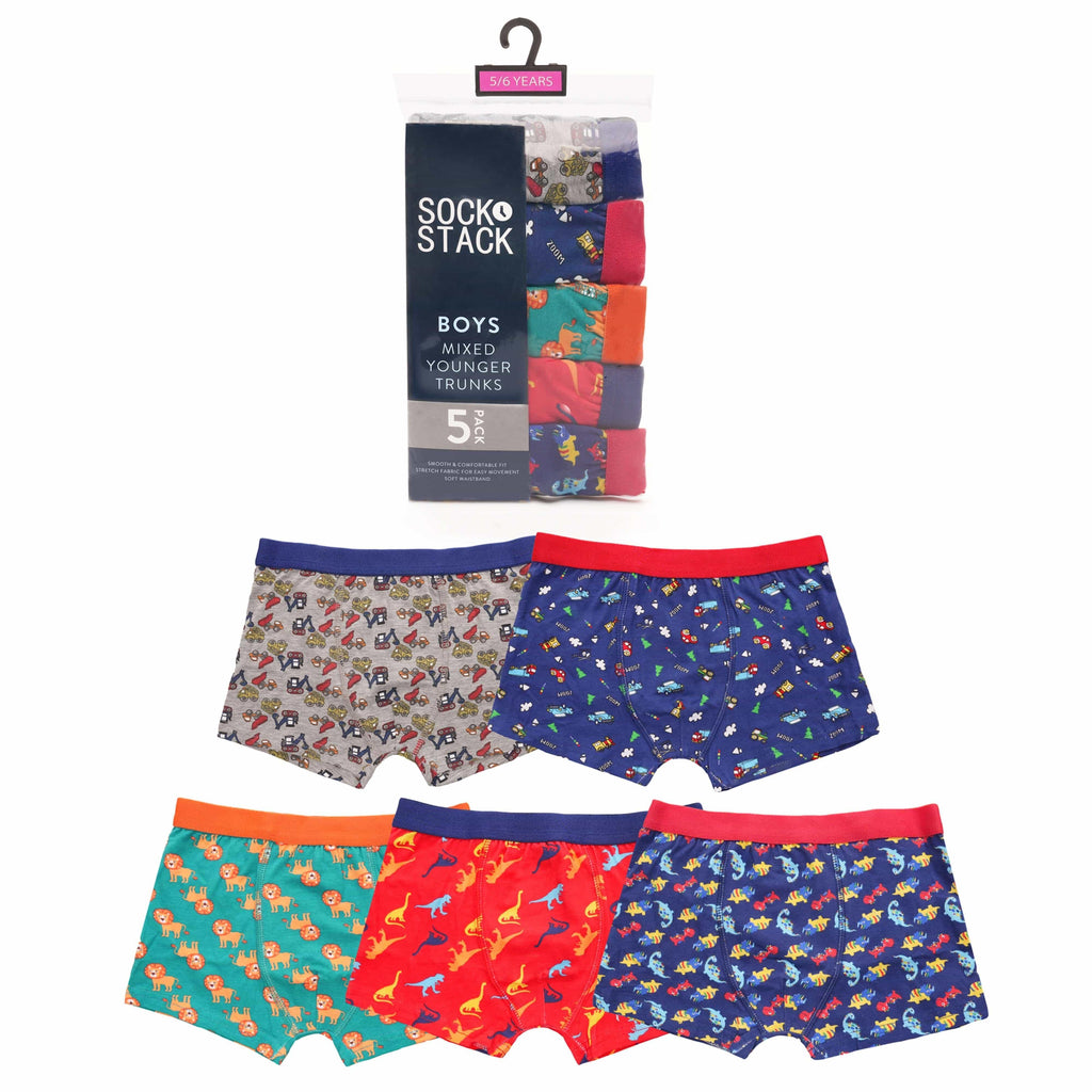 pack-of-5-boys-boxer-shorts-fun-prints-comfortable-underpants-elastic-waistband-breathable-stretchable-kids-boxer-trunks-for-everyday-wear-by-sock-stack-boxer-shorts-1176513288 - Bobobiy