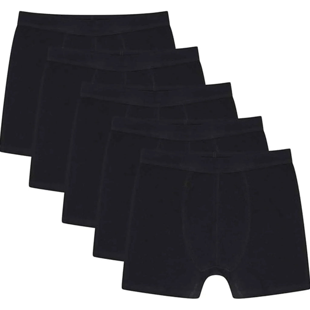 pack-of-5-boys-organic-cotton-stretch-boxer-trunks-kids-underwear-comfortable-durable-essentials-for-ages-5-13-breathable-fabric-ideal-for-school-sports-by-sock-stack-black-5-6-yrs-bo - Bobobiy