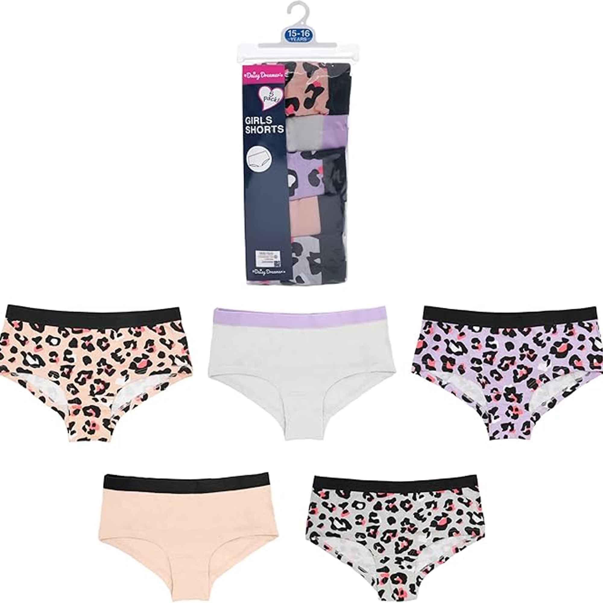 pack-of-5-girls-cotton-underwear-briefs-soft-durable-comfort-fit-for-everyday-wear-by-daisy-dreamer-ages-9-16-multiple-sizes-and-colors-underwear-1181674238 - Bobobiy