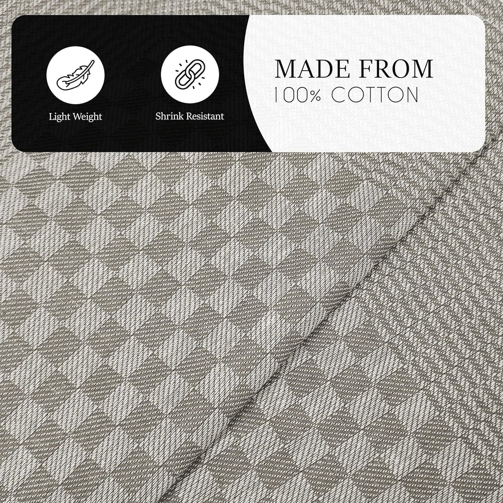 Pack of 5 Large Super Absorbent 100 Percent Cotton Tea Towels Quick Dry Durable Check Pattern Dish Cloths for Kitchen Home and Professional Use