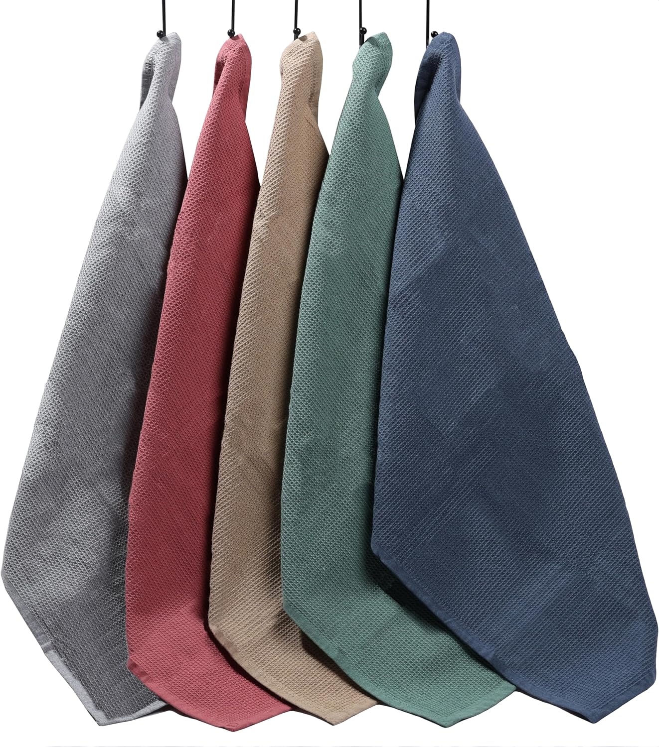 5 Pack Ultra Absorbent Waffle Kitchen Tea Towels High-Quality Soft Cotton Assorted Colours Durable for Home and Catering Use