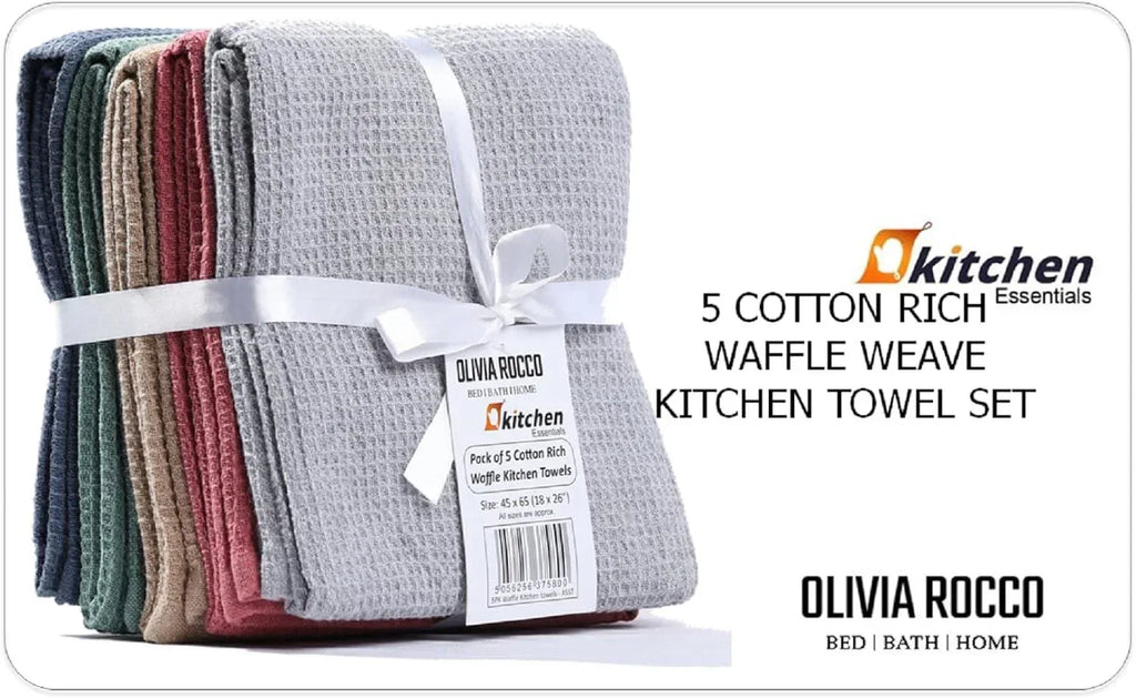 pack-of-5-ultra-absorbent-waffle-kitchen-tea-towels-high-quality-soft-cotton-assorted-colours-durable-for-home-and-catering-use-by-olivia-rocco-assorted-tea-towel-974645872 - Bobobiy