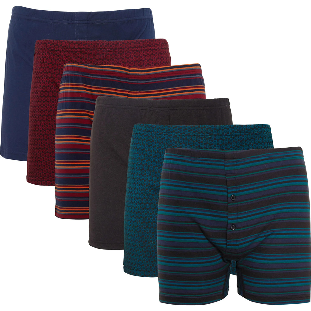 pack-of-6-men-s-boxer-shorts-classic-fit-jersey-underwear-with-printed-design-button-fly-elastic-waistband-by-sock-stack-small-assorted-boxer-shorts-1177111240 - Bobobiy