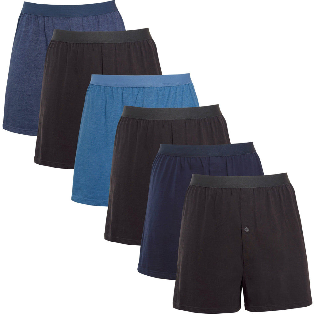 pack-of-6-men-s-boxer-shorts-loose-fit-cotton-blend-jersey-underwear-super-soft-button-fly-elastic-waistband-by-sock-stack-small-assorted-boxer-shorts-1177103753 - Bobobiy