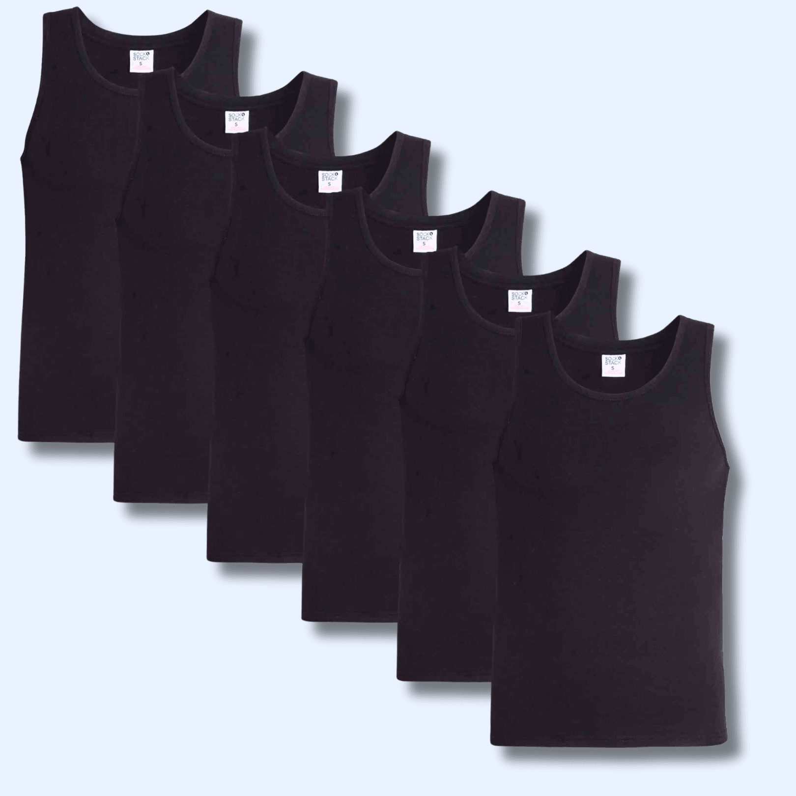 Pack of 6 Men's Cotton Blend Gym Muscle Vests Fitted Lightweight Comfortable Breathable Summer Wear Sizes S to XXL Available in Black Grey Navy White