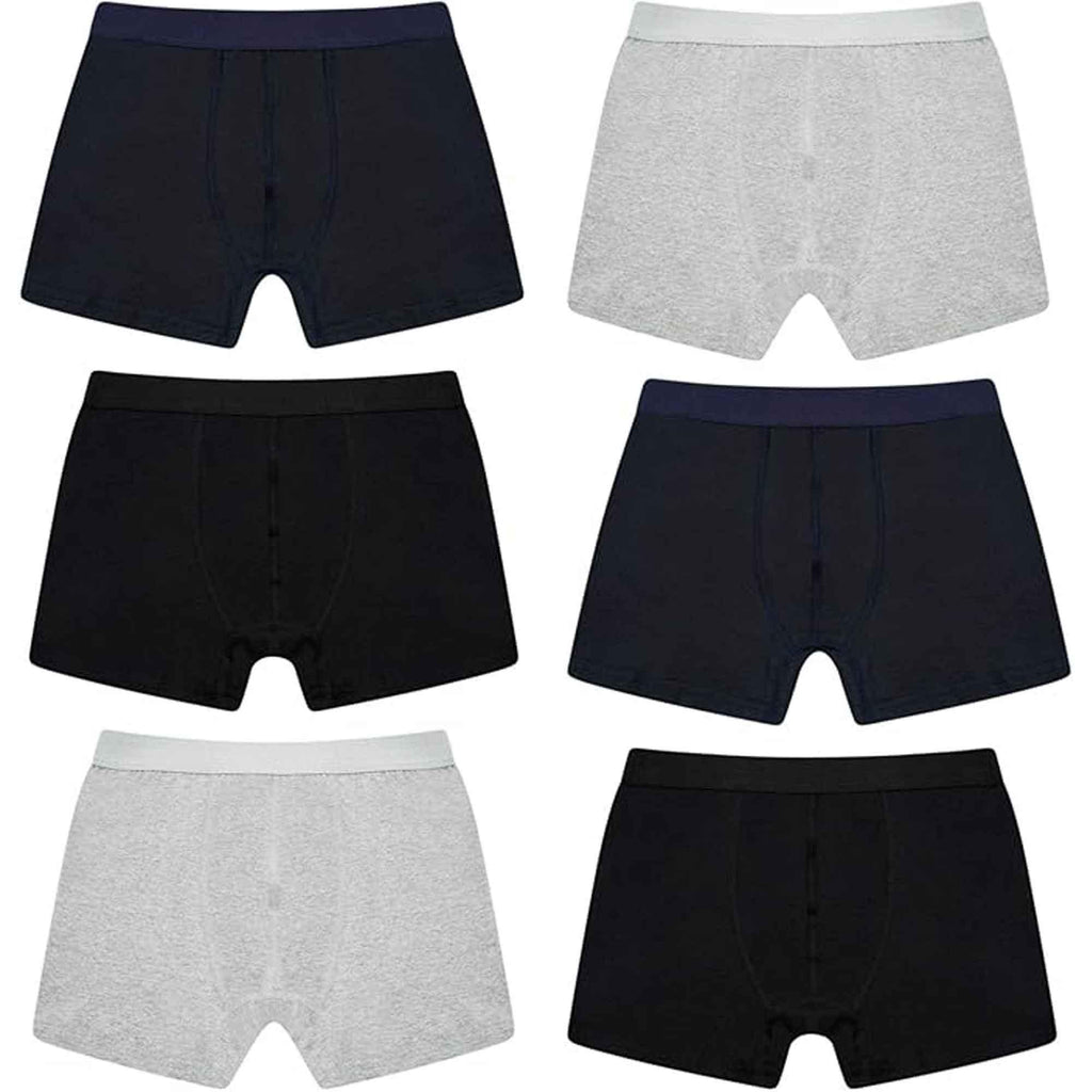 pack-of-6-men-s-cotton-rich-comfort-fit-boxer-trunk-underwear-breathable-stretch-waistband-soft-plain-boxers-multiple-sizes-by-sock-stack-boxer-shorts-1184733838 - Bobobiy