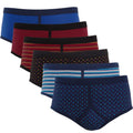 pack-of-6-men-s-printed-cotton-blend-briefs-classic-fit-underwear-with-elastic-waistband-plain-dot-stripe-designs-by-sock-stack-small-assorted-brief-1177111231 - Bobobiy