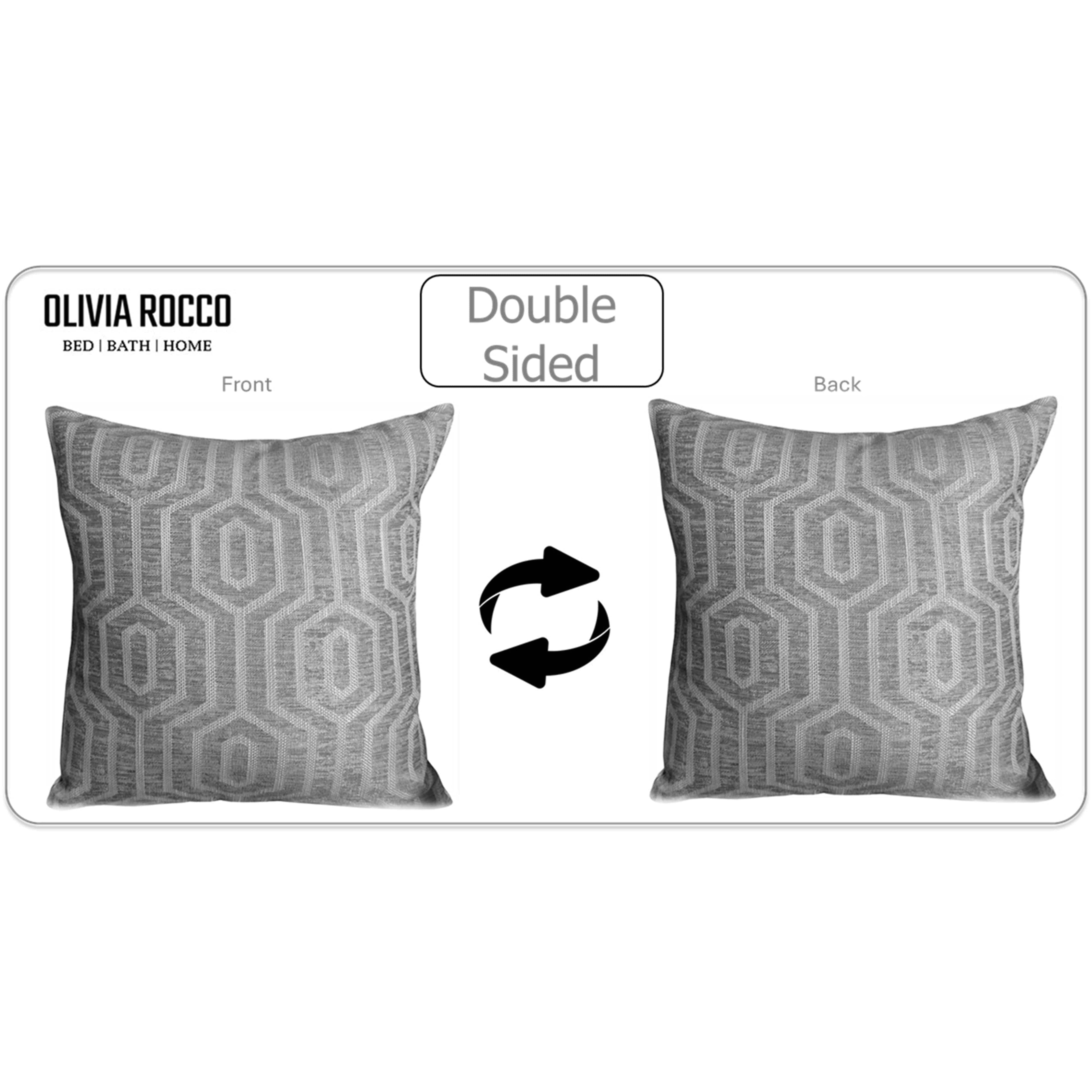 Paris Cushion Covers 2 Pack Modern Grey Decorative Square Scatter Cushions with Invisible Zipper for Sofa & Bed