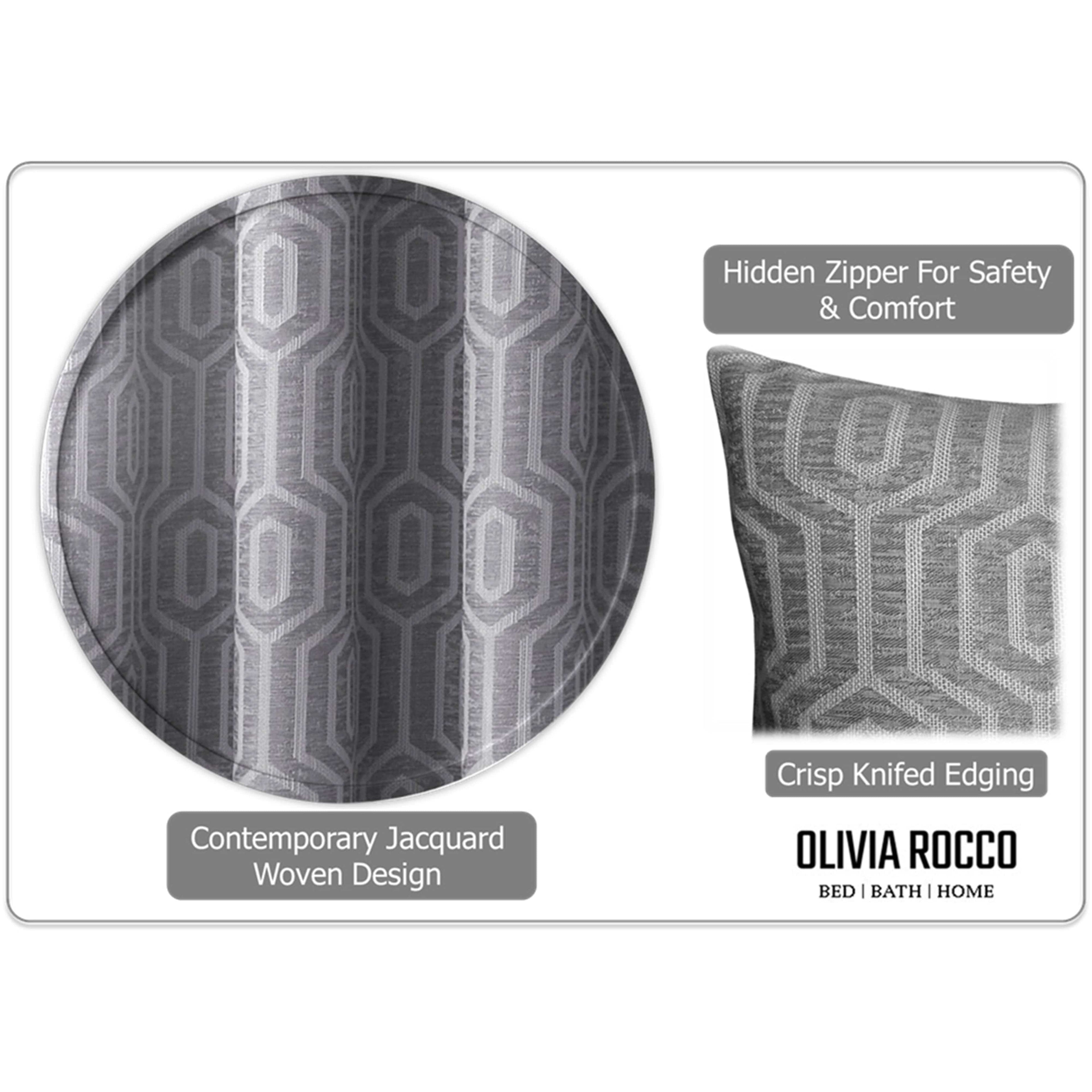 Paris Cushion Covers 2 Pack Modern Grey Decorative Square Scatter Cushions with Invisible Zipper for Sofa & Bed