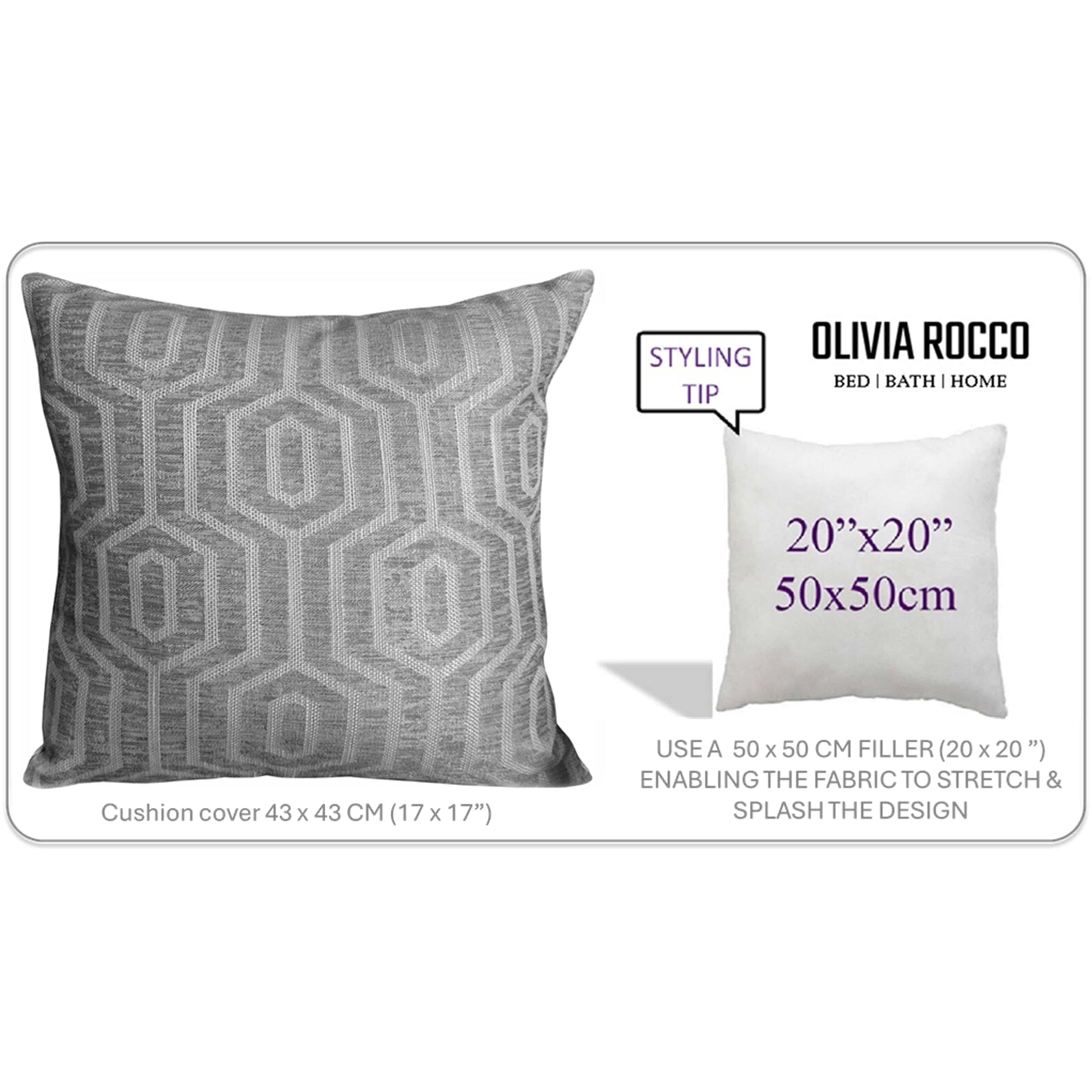 Paris Cushion Covers 2 Pack Modern Grey Decorative Square Scatter Cushions with Invisible Zipper for Sofa & Bed