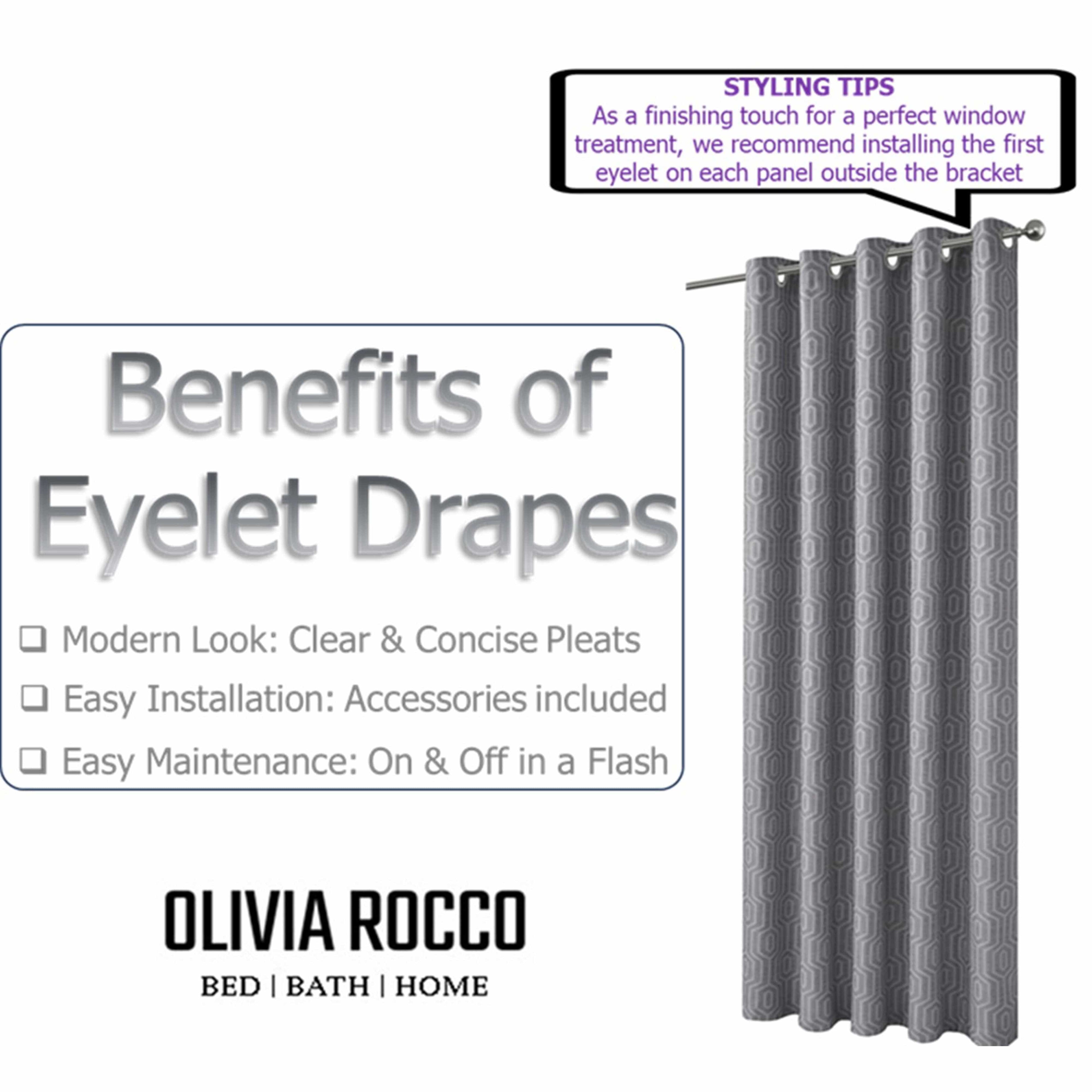 Paris Eyelet Jacquard Curtains Grey Geometric Pattern Thermal Insulated Light Blocking for Bedroom Lounge