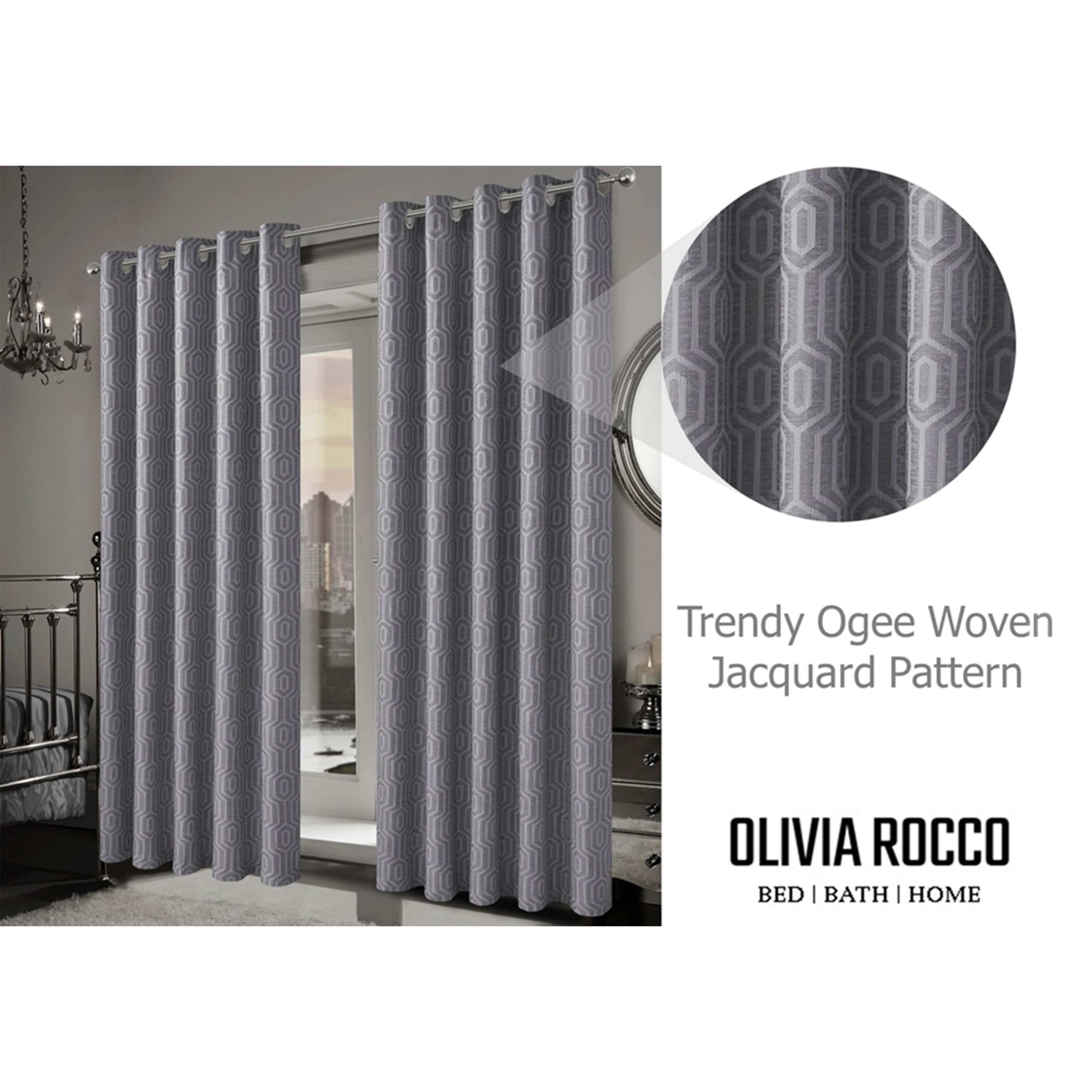 Paris Eyelet Jacquard Curtains Grey Geometric Pattern Thermal Insulated Light Blocking for Bedroom Lounge
