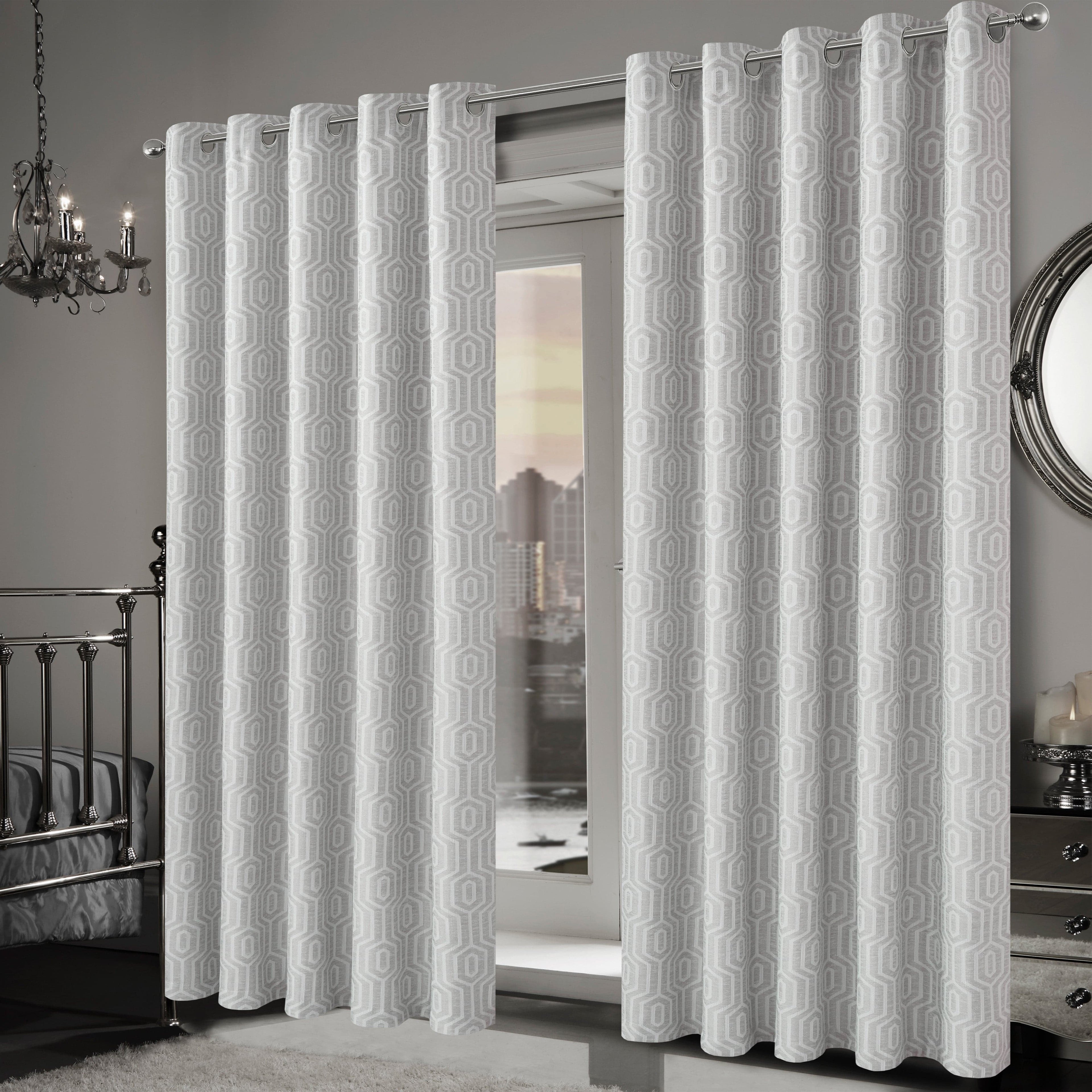 Paris Eyelet Jacquard Curtains Natural Geometric Pattern Thermal Insulated Light Blocking for Bedroom Lounge