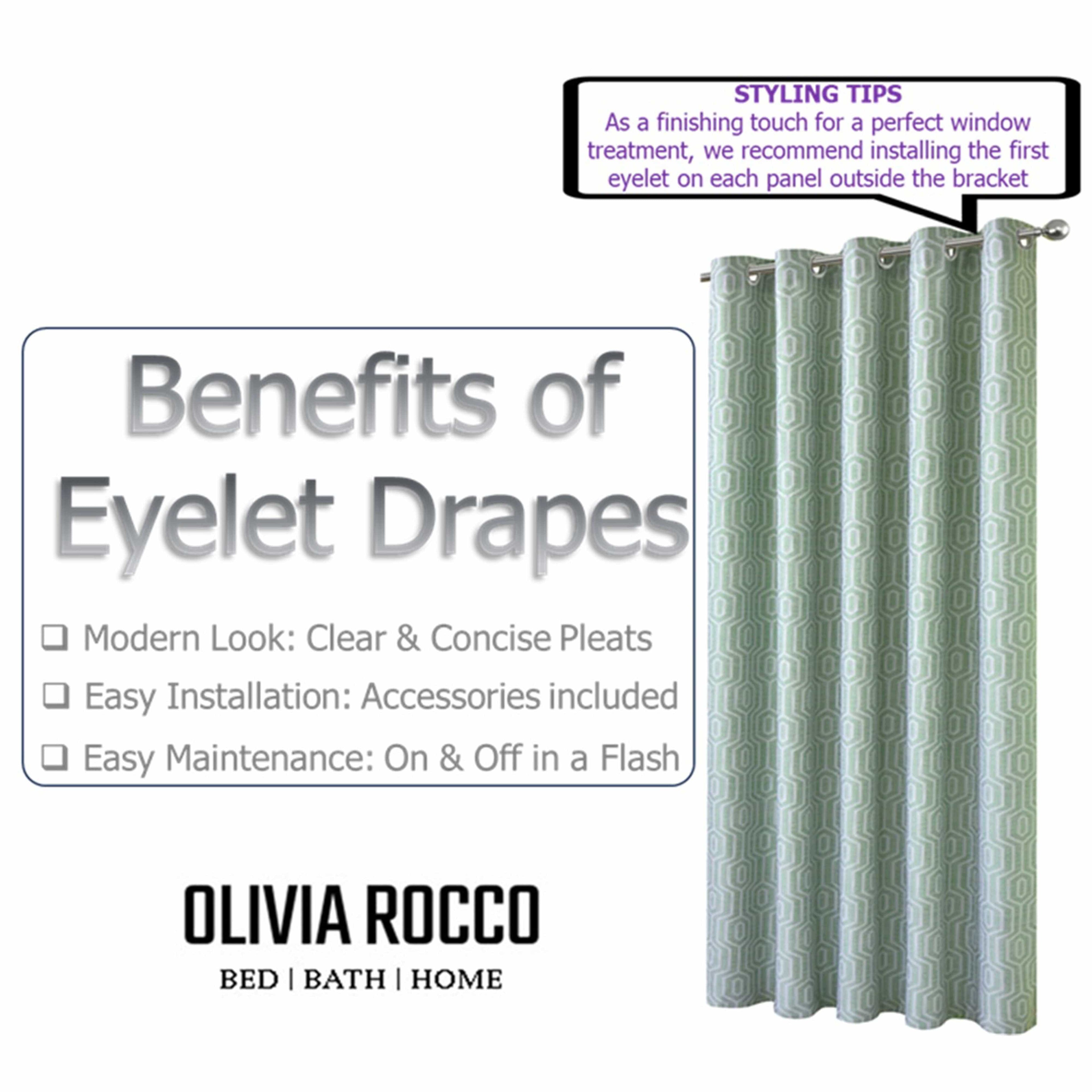 Paris Eyelet Jacquard Curtains Sage Green Geometric Pattern Thermal Insulated Light Blocking for Bedroom Lounge