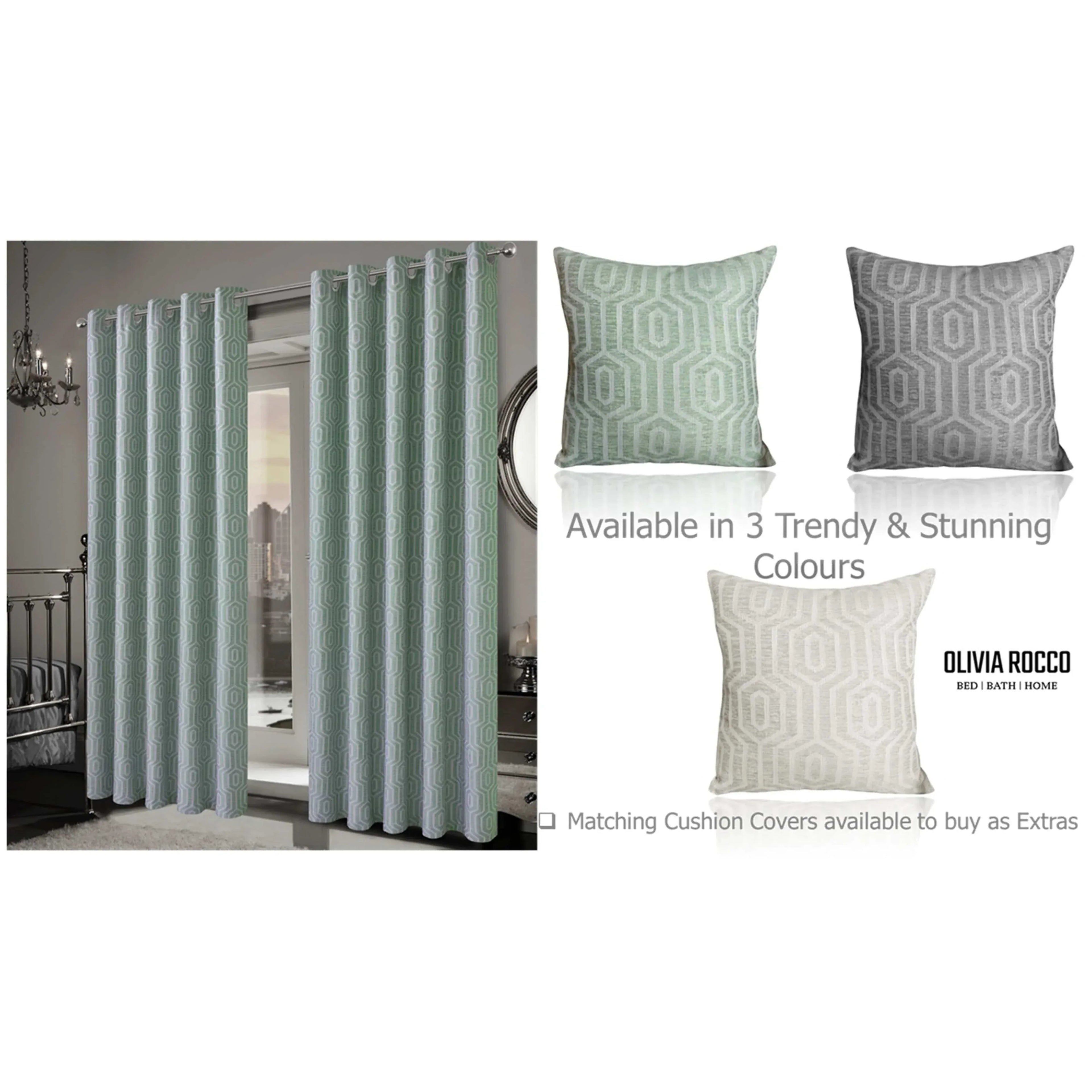 paris-eyelet-jacquard-curtains-sage-green-geometric-pattern-thermal-insulated-light-blocking-for-bedroom-lounge-by-olivia-rocco-curtain-1160973773 - Bobobiy