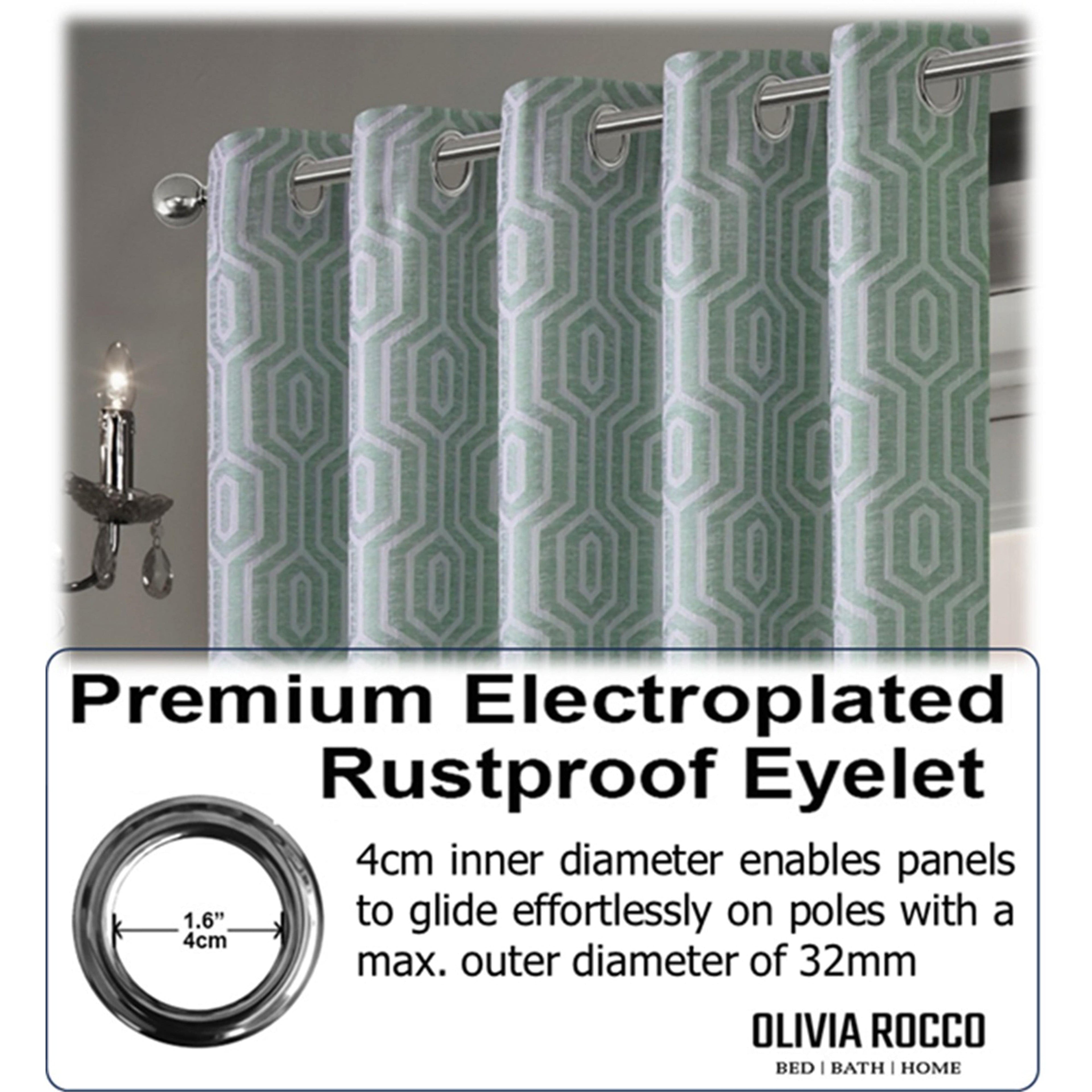 Paris Eyelet Jacquard Curtains Sage Green Geometric Pattern Thermal Insulated Light Blocking for Bedroom Lounge