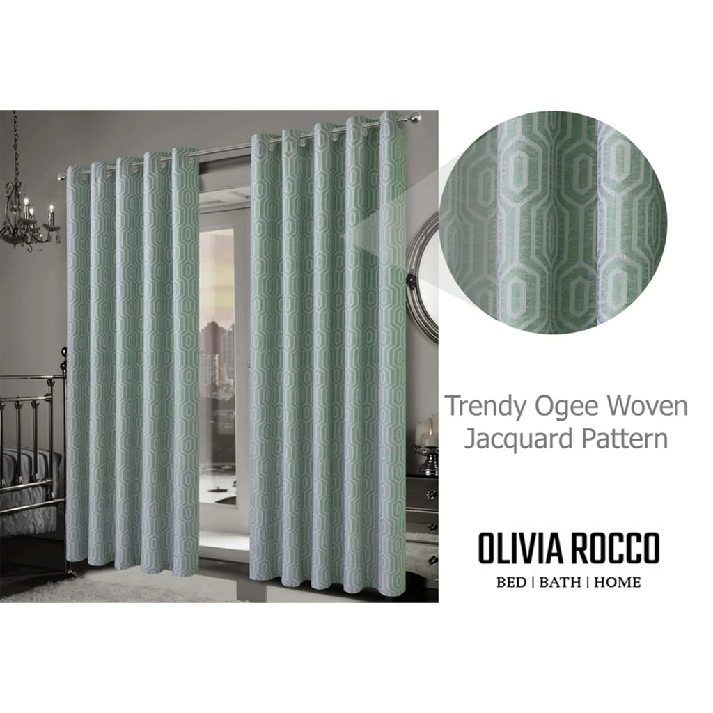 paris-eyelet-jacquard-curtains-sage-green-geometric-pattern-thermal-insulated-light-blocking-for-bedroom-lounge-by-olivia-rocco-curtain-1160973775 - Bobobiy