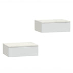 White wall-mounted floating nightstand set with glossy drawer, rectangular design