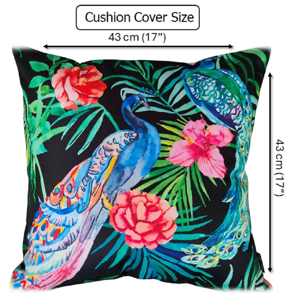 Peacock Waterproof Design Cushions for Patios Gardens and Living Rooms with High-Quality Hollow-Fibre Fill