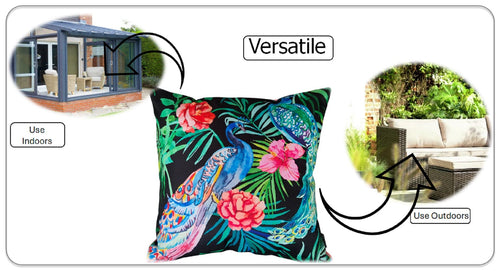 Peacock Waterproof Design Cushions for Patios Gardens and Living Rooms with High-Quality Hollow-Fibre Fill