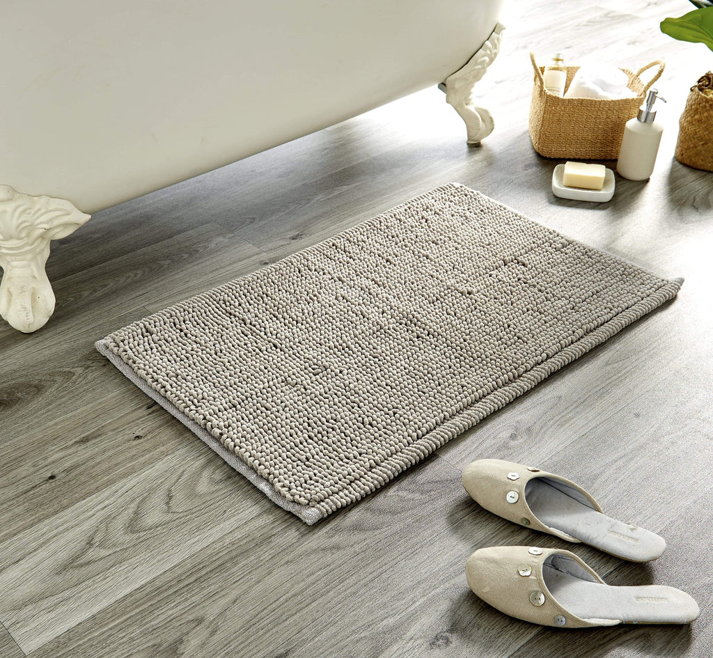 Pebbles Micro Bobble Eco-Friendly Pure Indian Cotton Hand-Woven Bath Mat with Knitted Design for Comfort and Durability