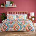 Peru-Inspired Ultra-Soft Duvet Cover Set with Matching Pillowcases Vibrant Multi-Coloured Print Cotton Blend Available in Single Double King Sizes