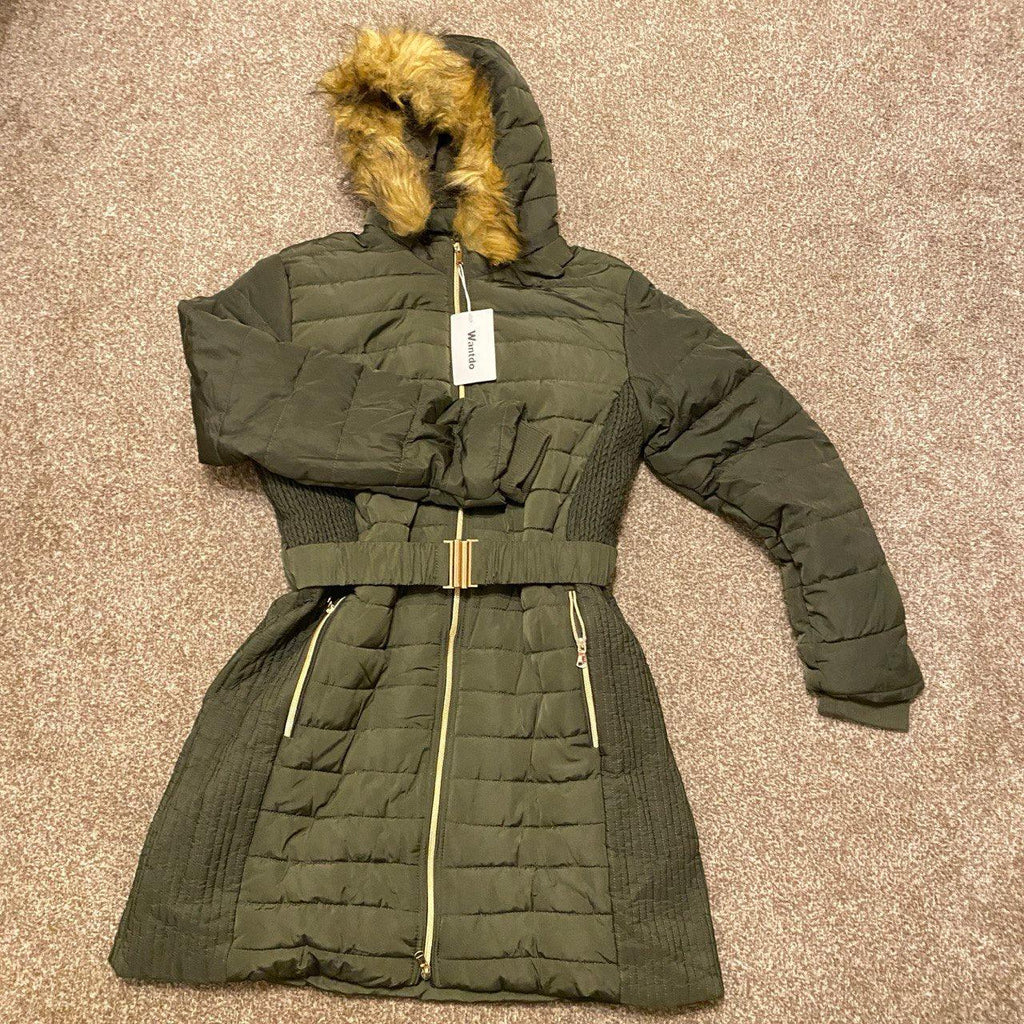 Wantdo Women's Long Winter Puffer Coat Waterproof Jackets Army Green - Bobobiy
