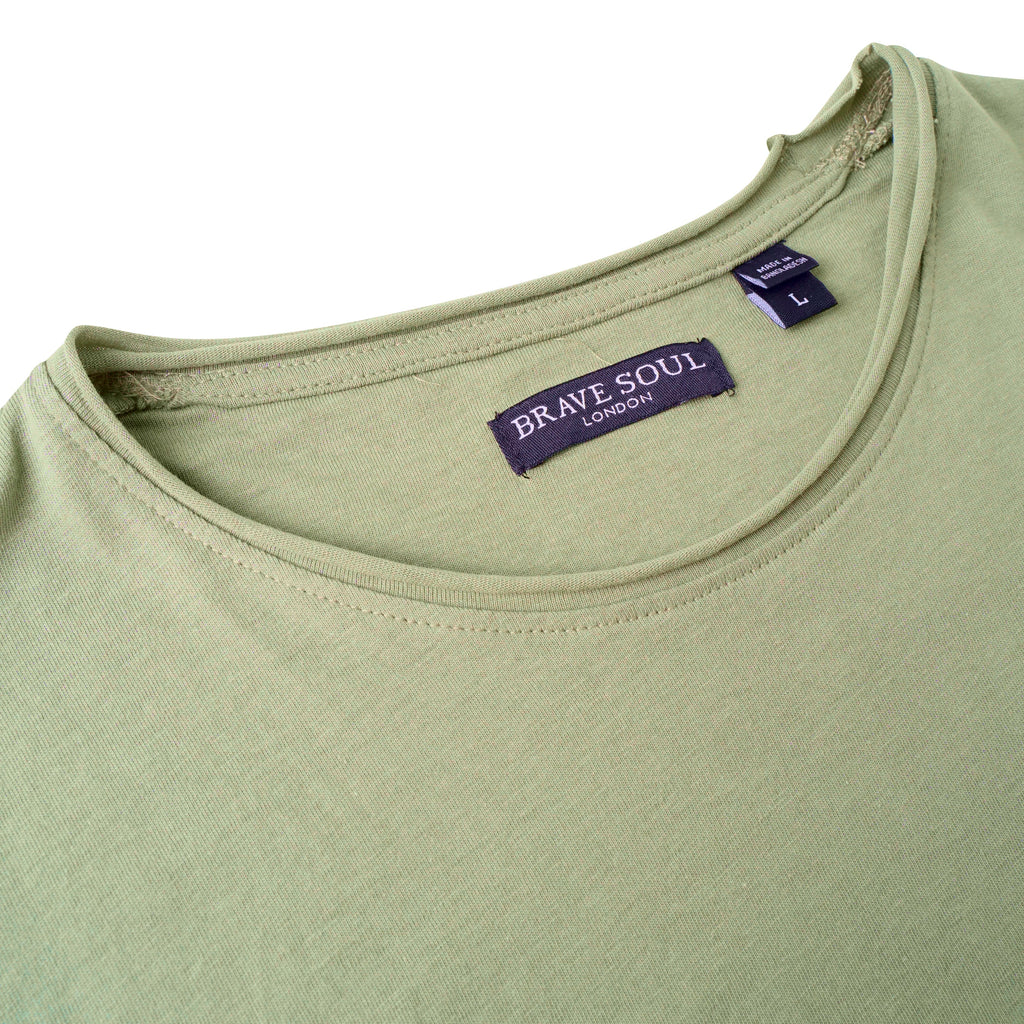Brave Soul Fresher Raw Edge Cotton T-Shirt
