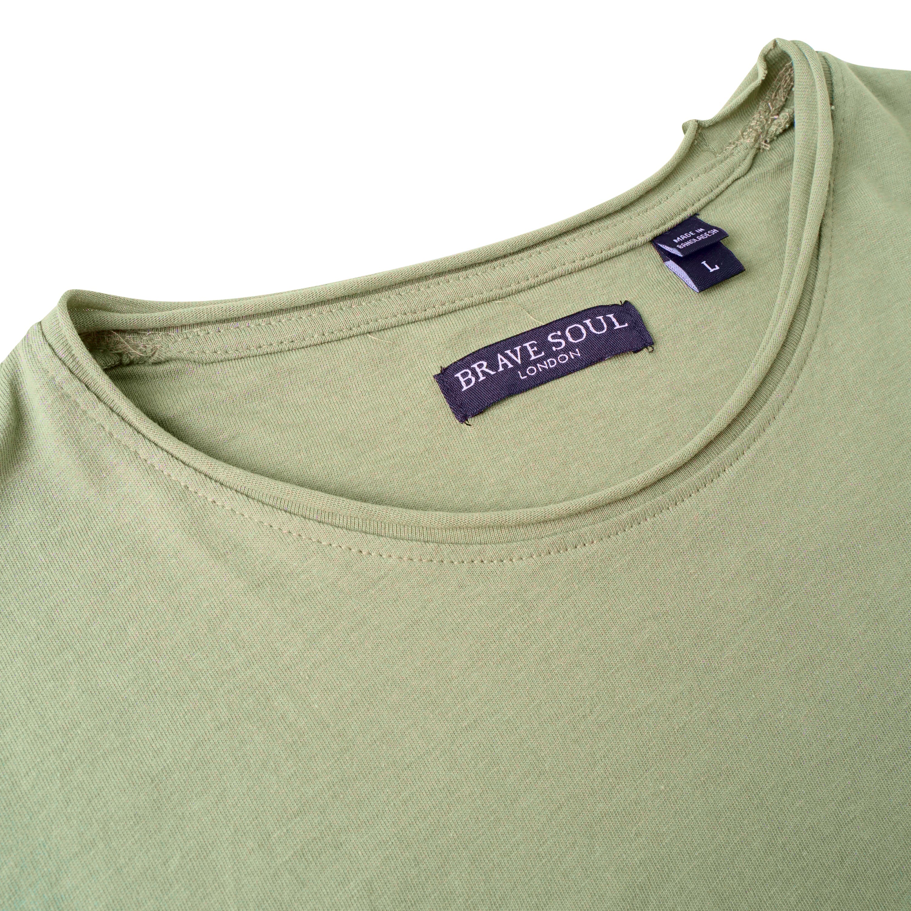 Brave Soul Fresher Raw Edge Cotton T-Shirt