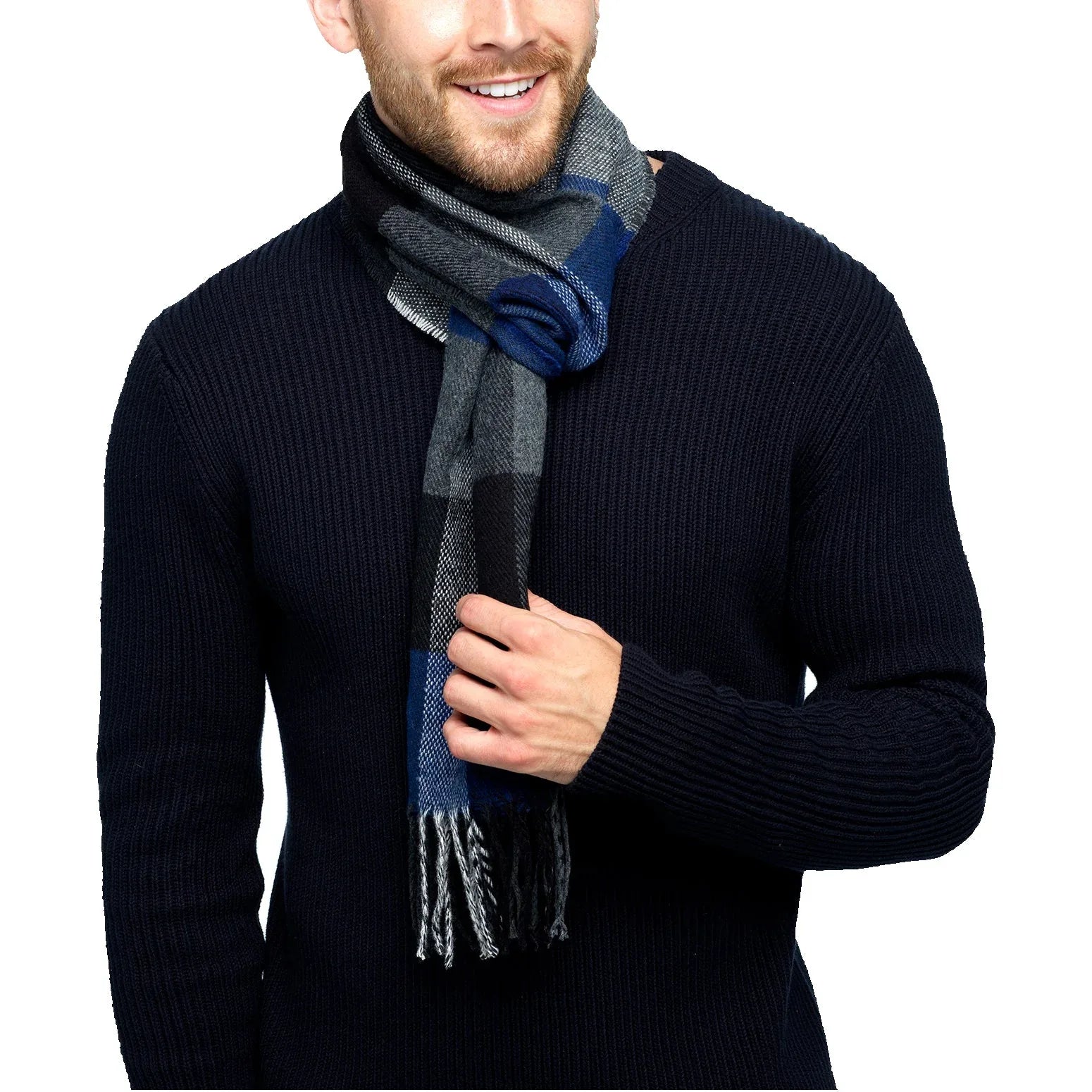 Tom Franks Check Scarf With Tassel - Bobobiy