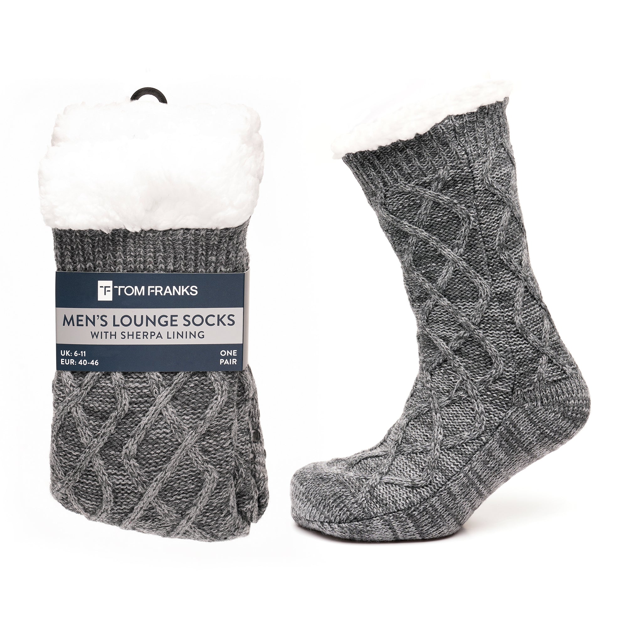 Tom Franks 1 Pair Chunky Knit Sherpa Slipper Socks