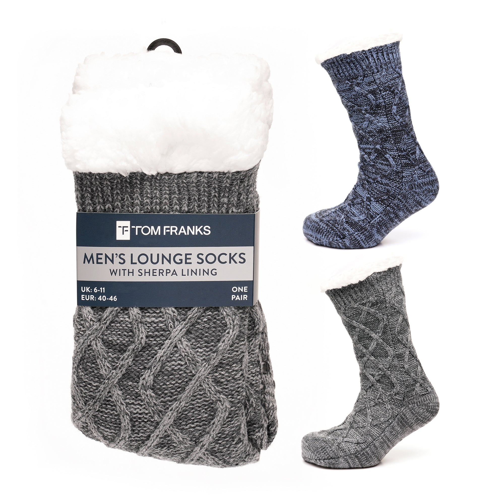 Tom Franks 1 Pair Chunky Knit Sherpa Slipper Socks