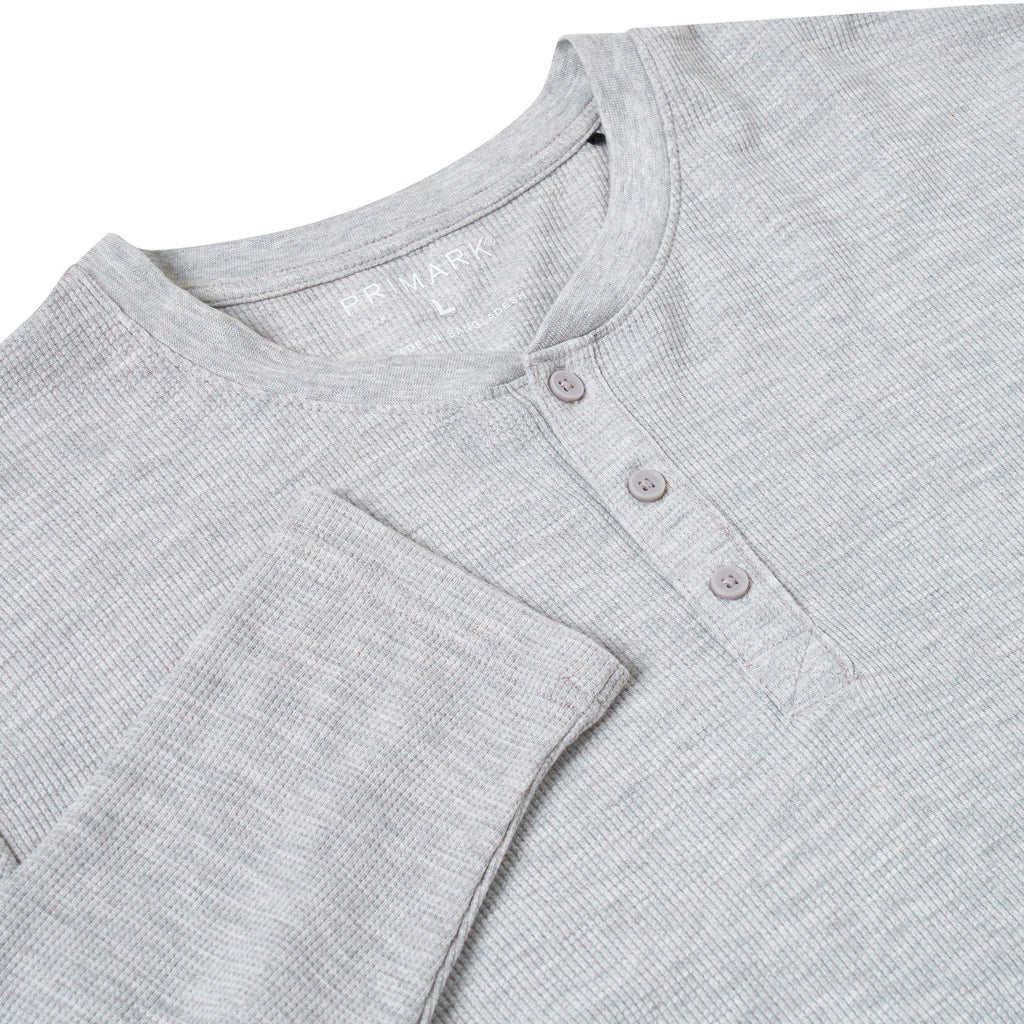 Henley Waffle Knit Long Sleeve Top