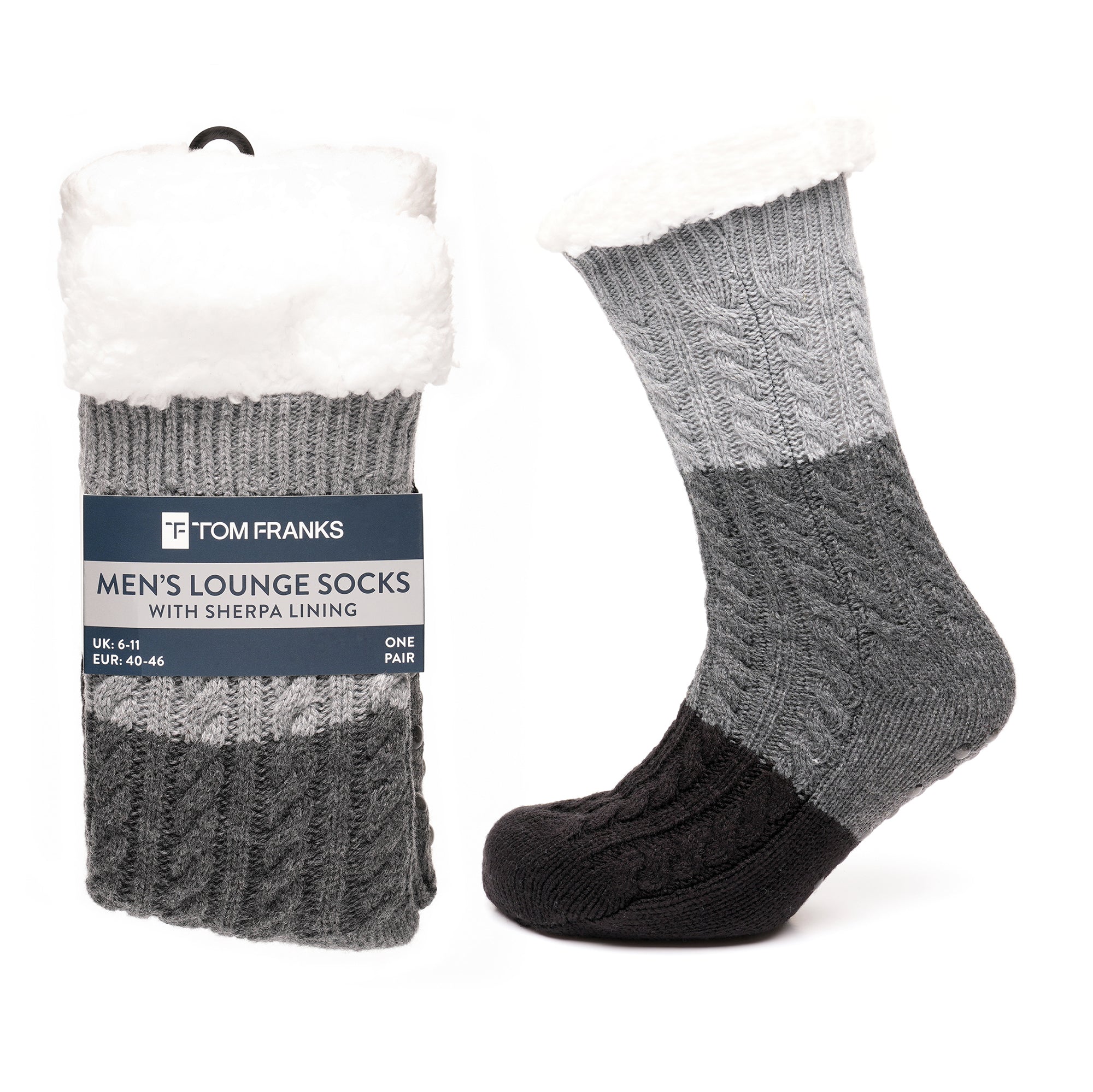 Tom Franks 1 Pair Chunky Knit Sherpa Slipper Socks