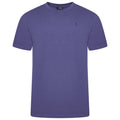 Purple stretch cotton T-shirt with crew neck and small chest logo