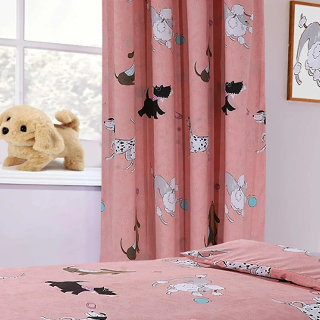 pink-dog-print-duvet-cover-set-with-matching-curtains-cosy-cotton-blend-bedding-for-kids-and-adults-by-olivia-rocco-pups-pink-curtain-duvet-cover-945886858 - Bobobiy