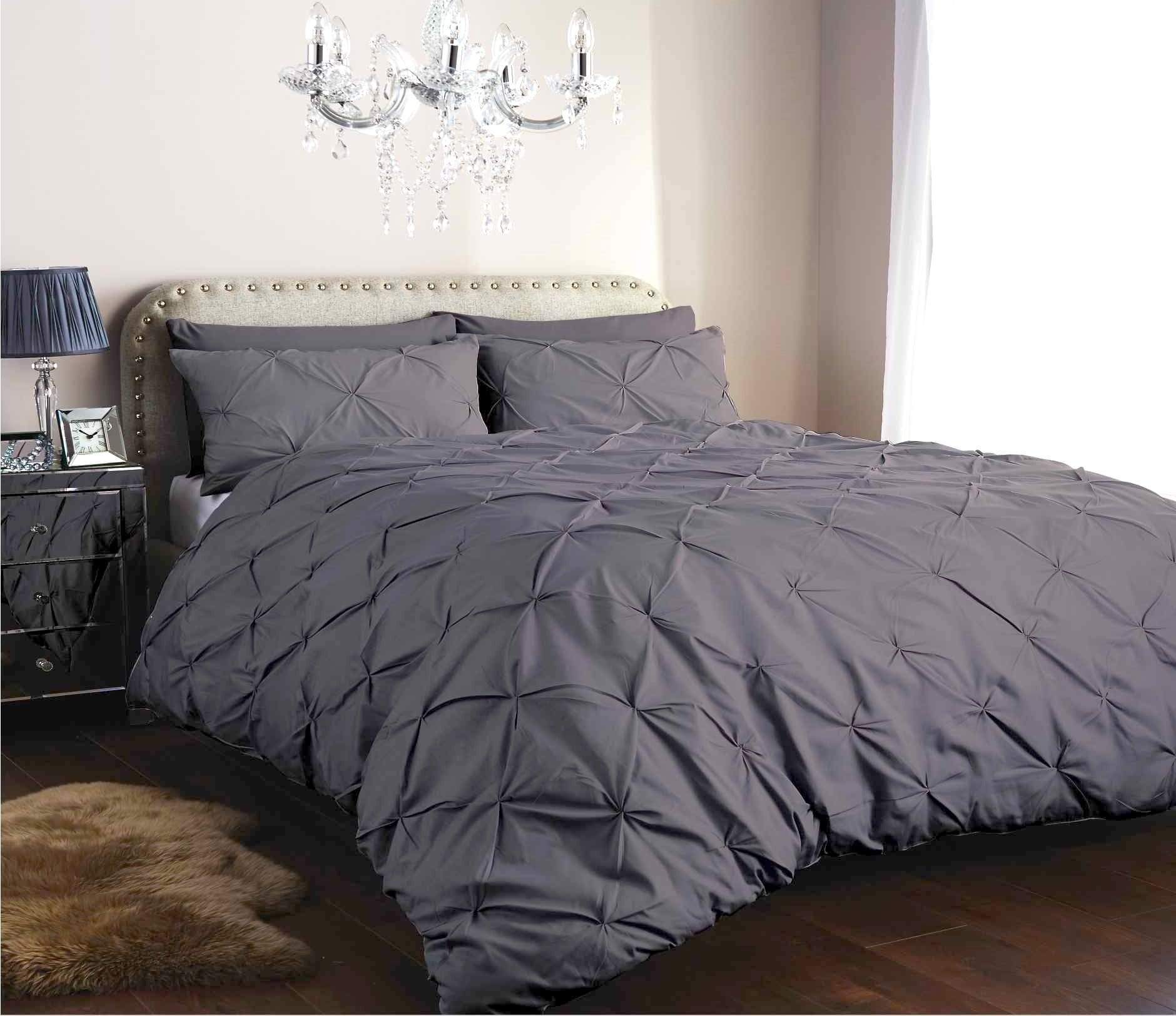 Pintuck Elegance Luxurious Cotton Rich Duvet Cover Set with Handmade Pinch Pleats Available in Single Double King and Super King Sizes OEKO-TEX Certified