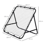 Adjustable rebounder net target with black frame, grid net, and angled support legs
